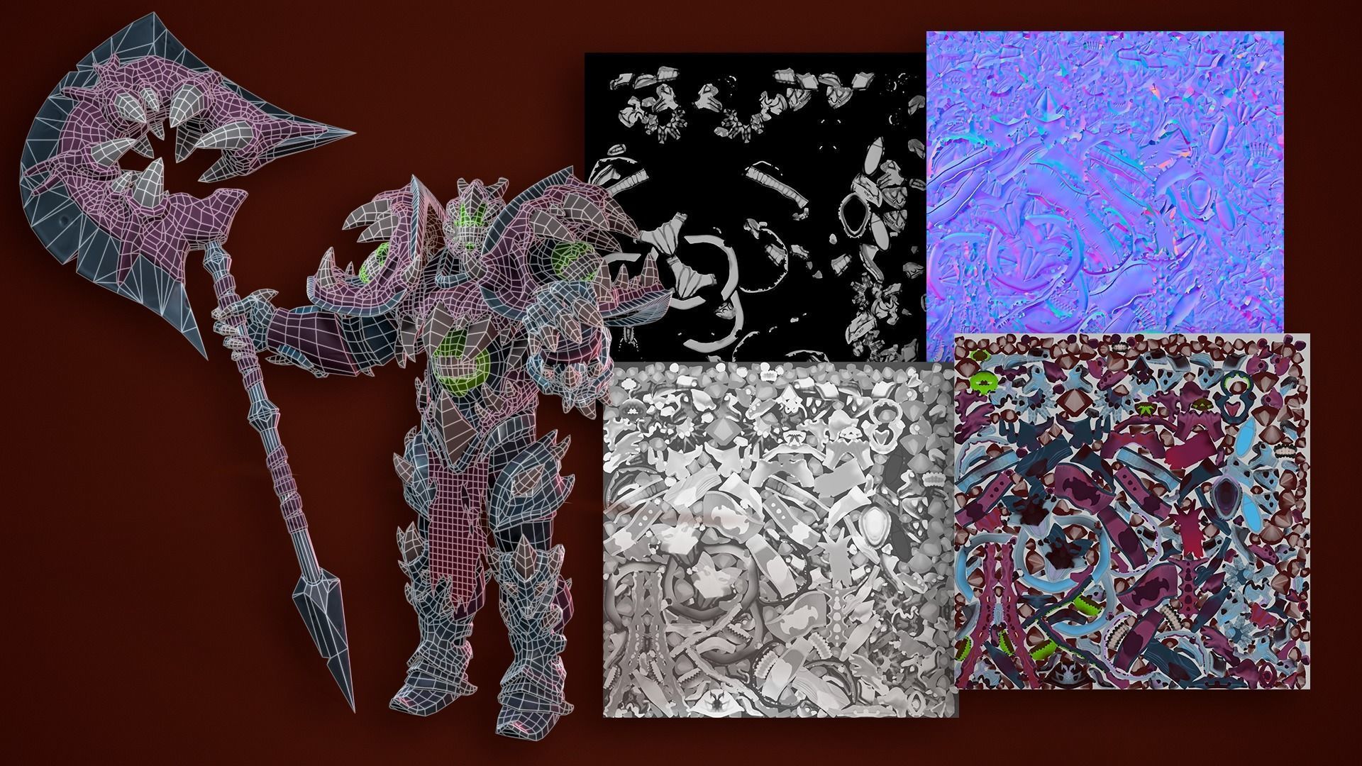 Stylized Fantasy Character with Weapon for a gift Low-poly 3D model_6