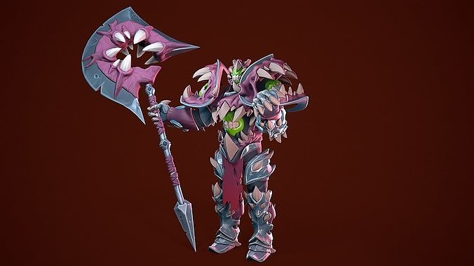 Stylized Fantasy Character with Weapon for a gift Low-poly 3D model