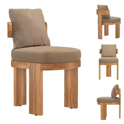 BRONTE TEAK DINING SIDE CHAIR 3D model