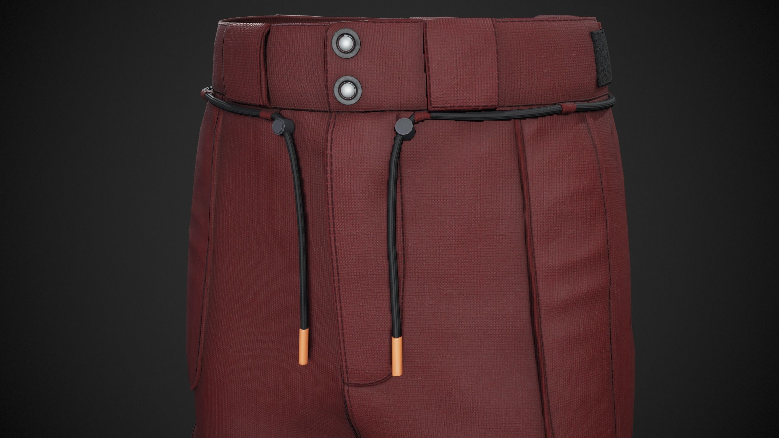 Red Snowboard Pants Style 2  Low-poly 3D model_13