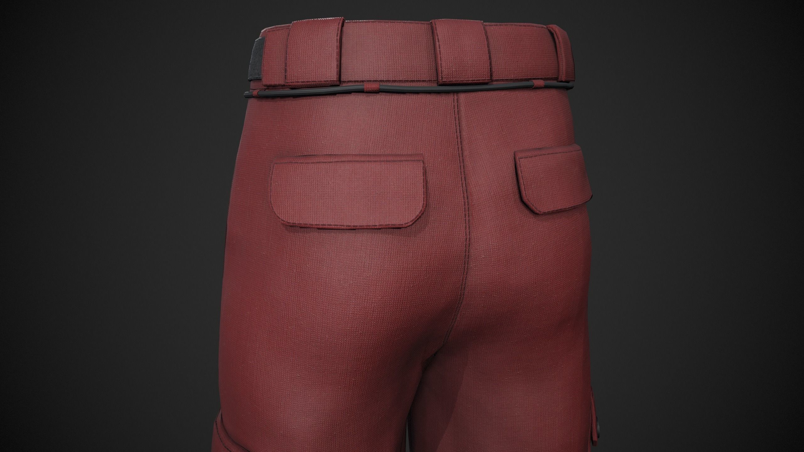 Red Snowboard Pants Style 2  Low-poly 3D model_10