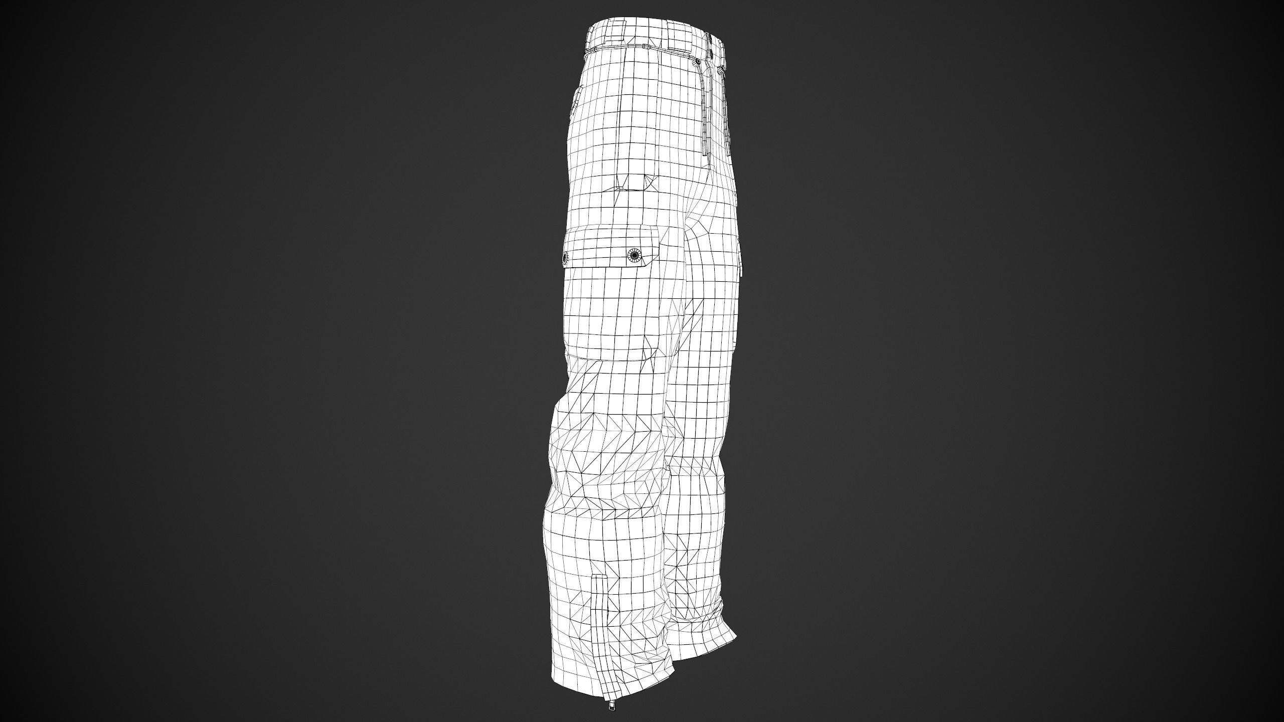 Red Snowboard Pants Style 2  Low-poly 3D model_18