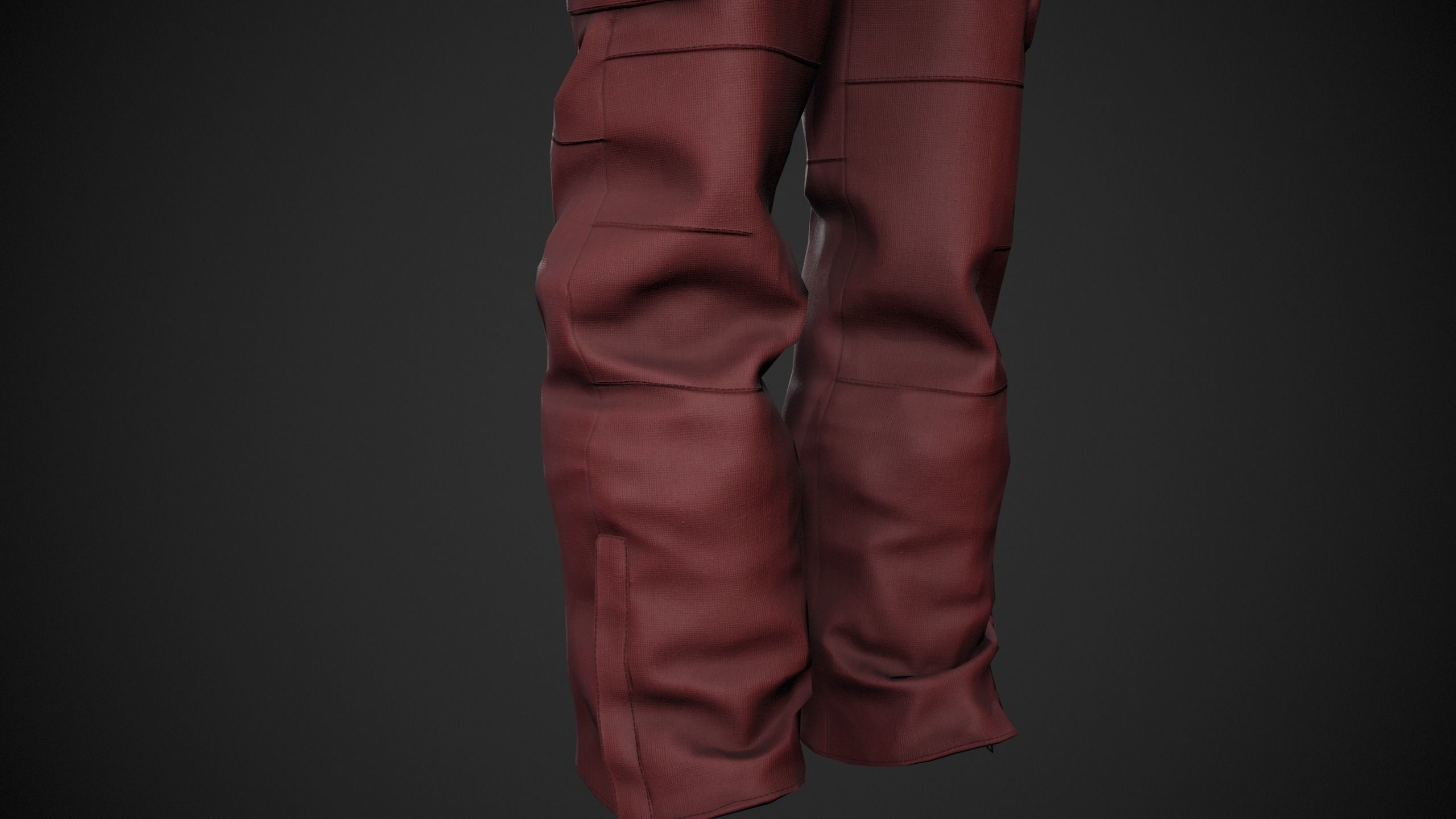 Red Snowboard Pants Style 2  Low-poly 3D model_8