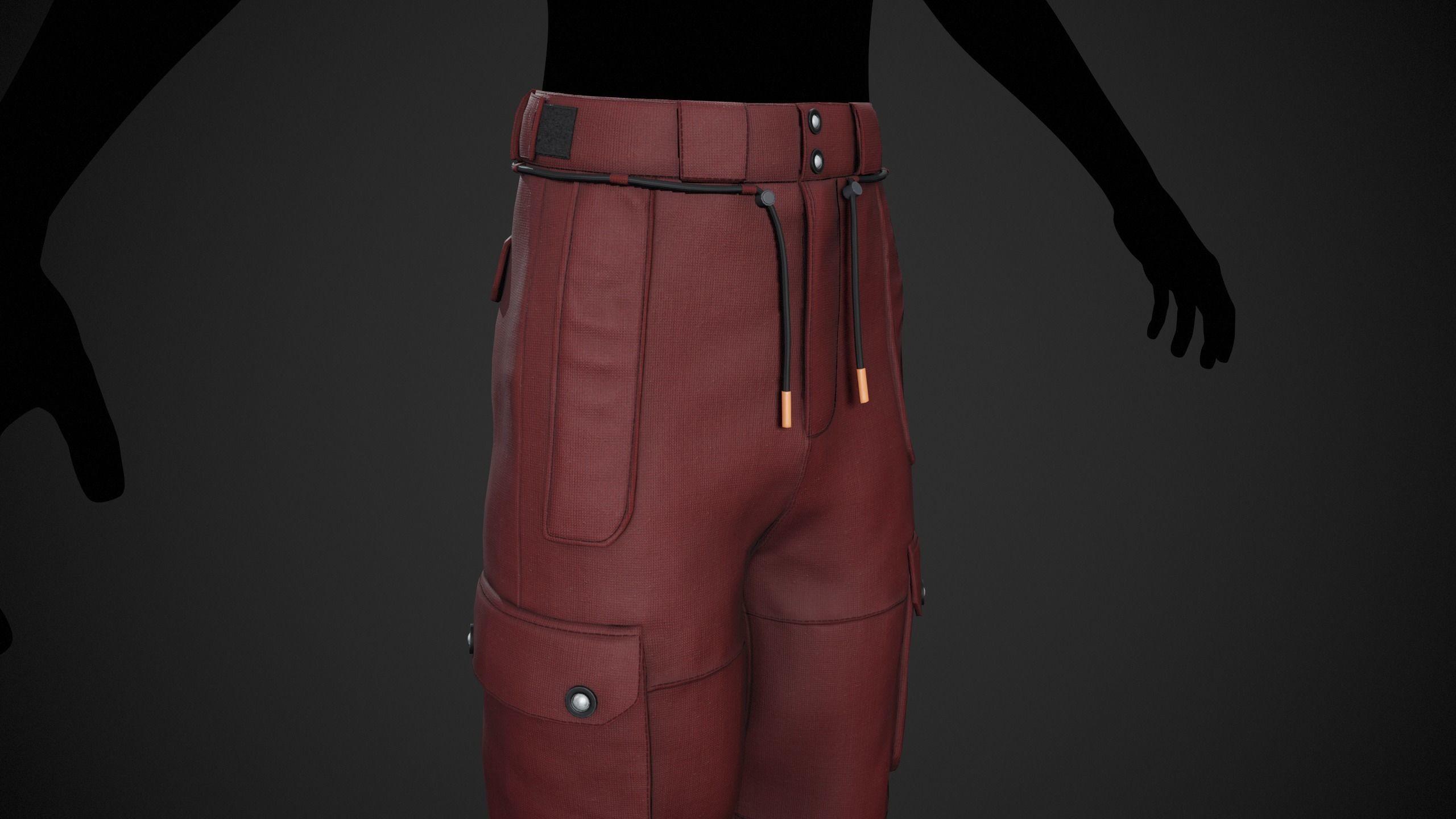Red Snowboard Pants Style 2  Low-poly 3D model_3