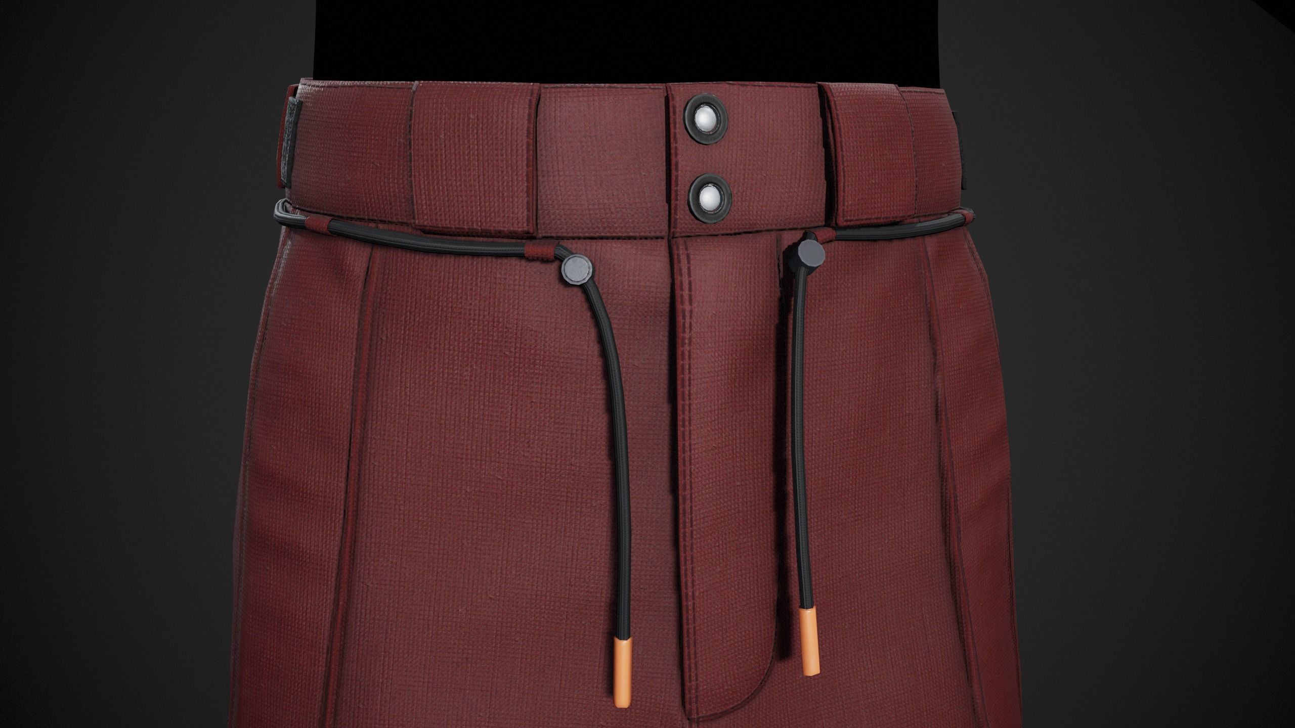 Red Snowboard Pants Style 2  Low-poly 3D model_1