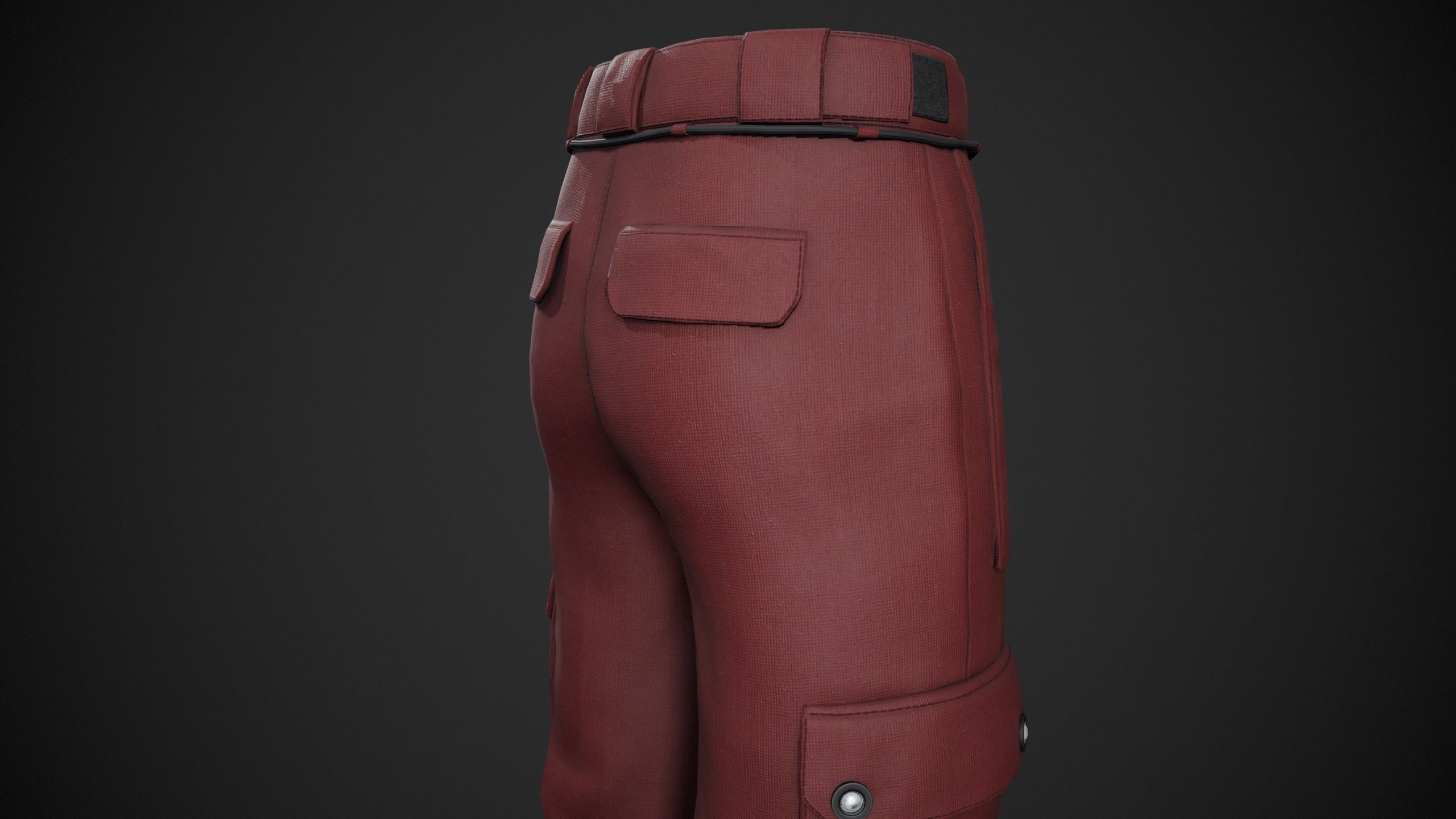 Red Snowboard Pants Style 2  Low-poly 3D model_11