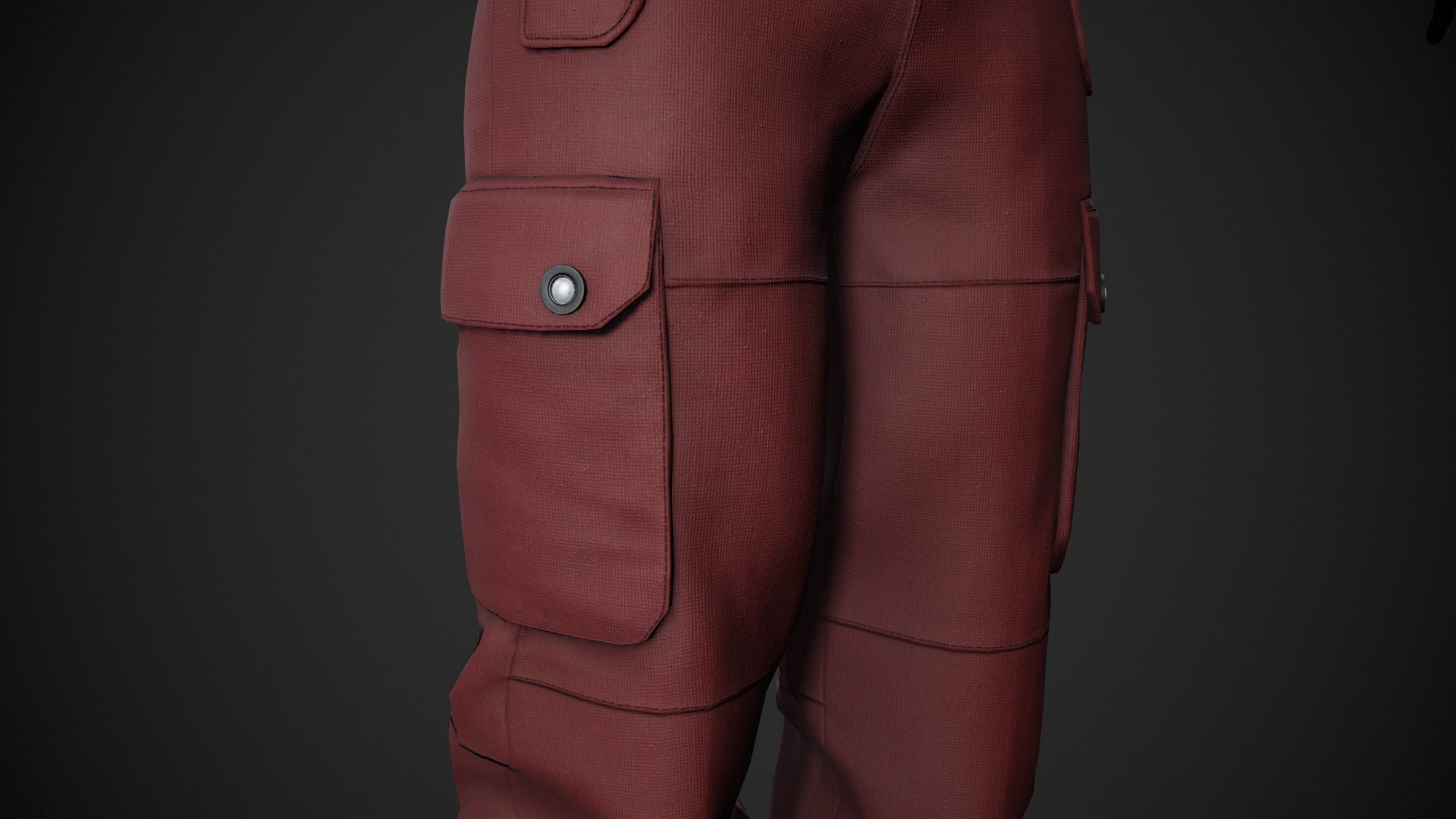 Red Snowboard Pants Style 2  Low-poly 3D model_7