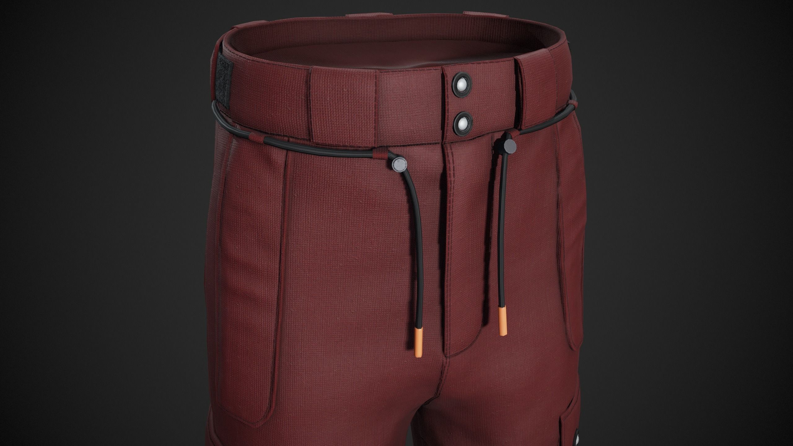 Red Snowboard Pants Style 2  Low-poly 3D model_12