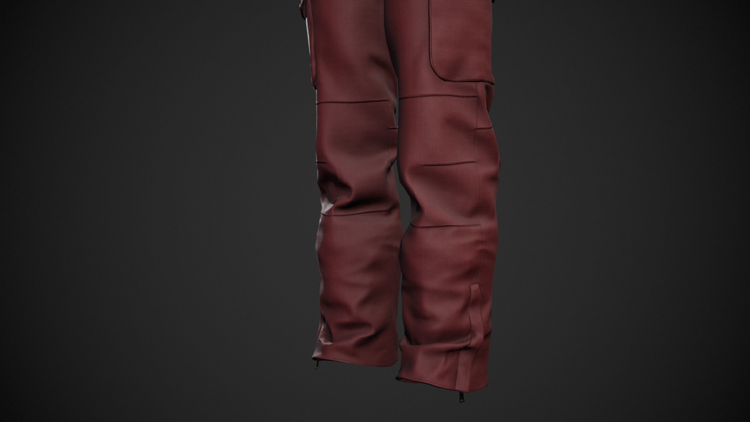 Red Snowboard Pants Style 2  Low-poly 3D model_5