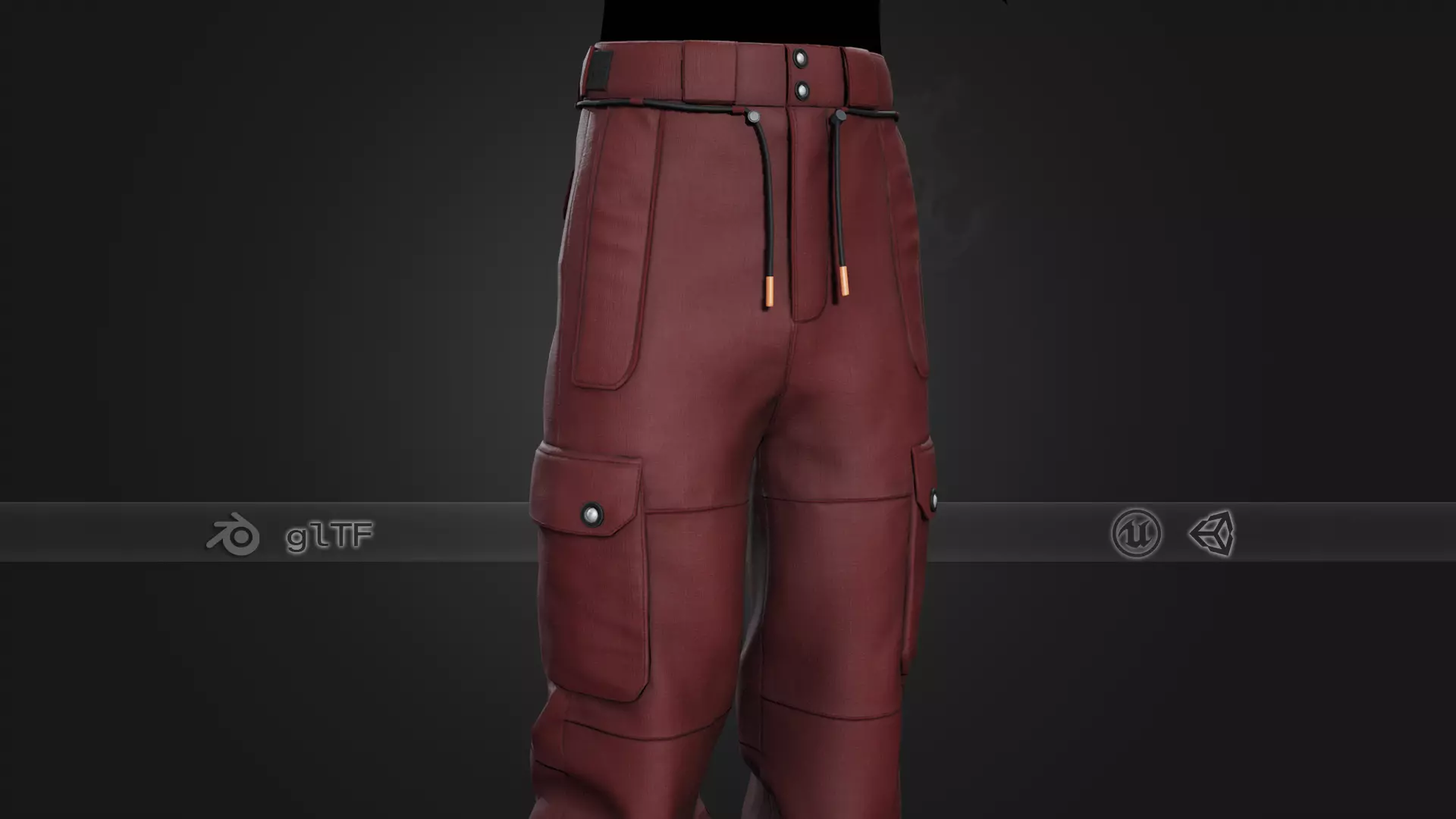 Red Snowboard Pants Style 2  Low-poly 3D model_0