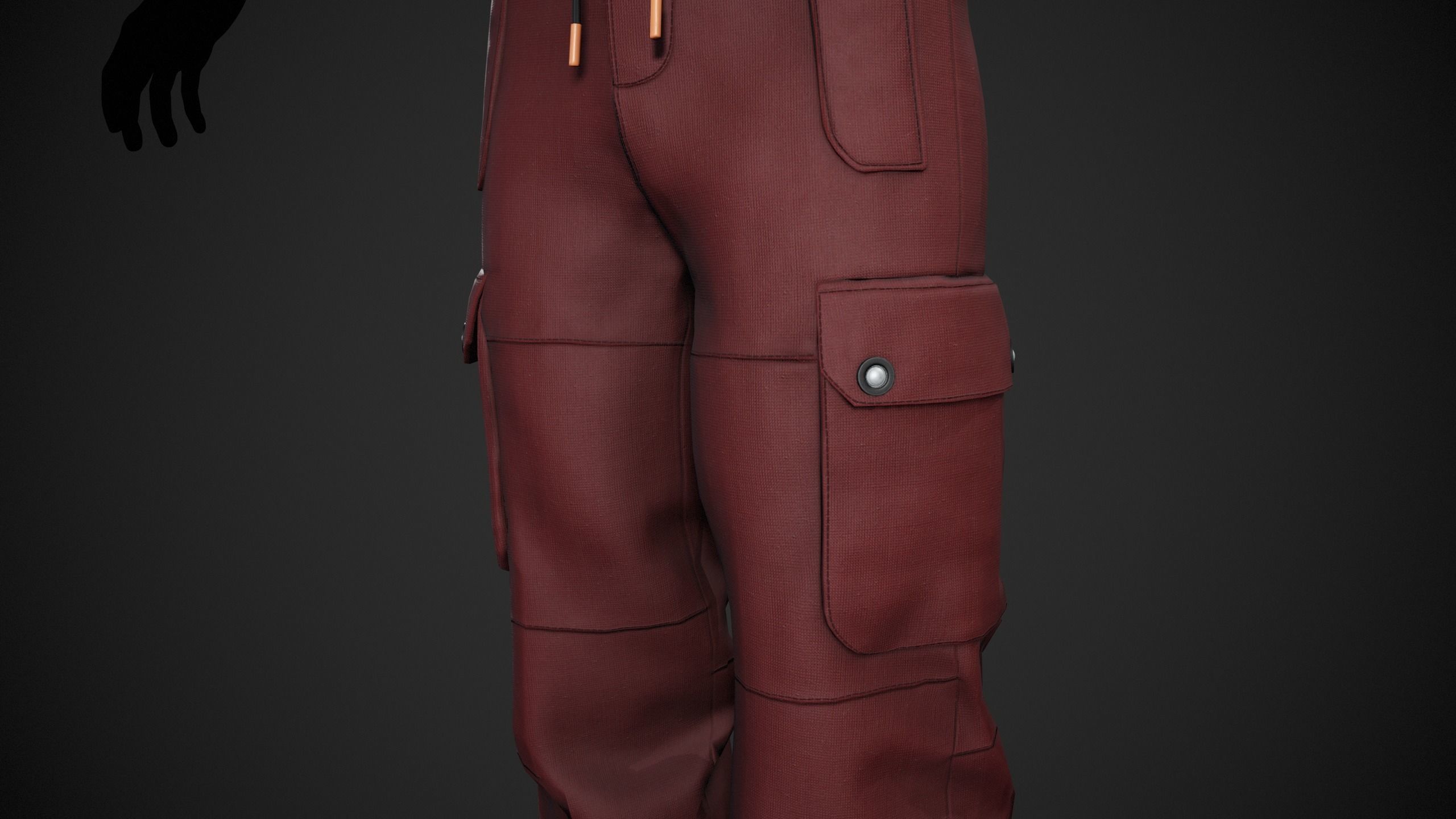 Red Snowboard Pants Style 2  Low-poly 3D model_4