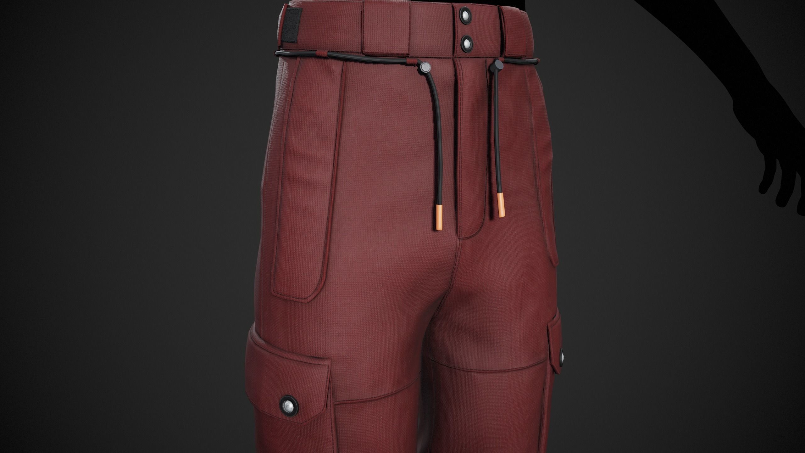 Red Snowboard Pants Style 2  Low-poly 3D model_6