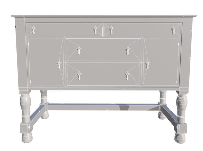 Low Poly Antique Drawer Low-poly 3D model_3