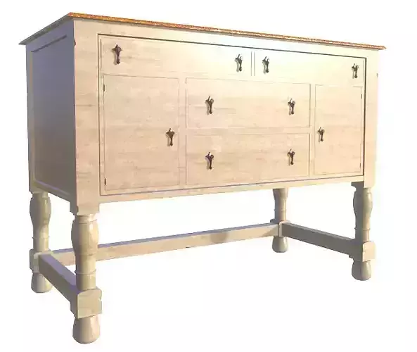 Low Poly Antique Drawer Low-poly 3D model