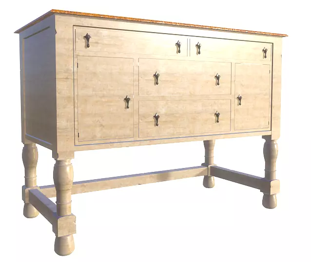 Low Poly Antique Drawer Low-poly 3D model_0