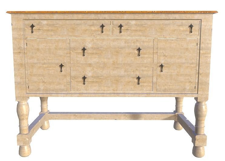 Low Poly Antique Drawer Low-poly 3D model_2