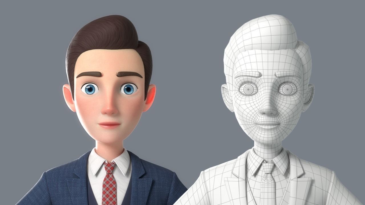 Cartoon Man Rigged 3D model_32