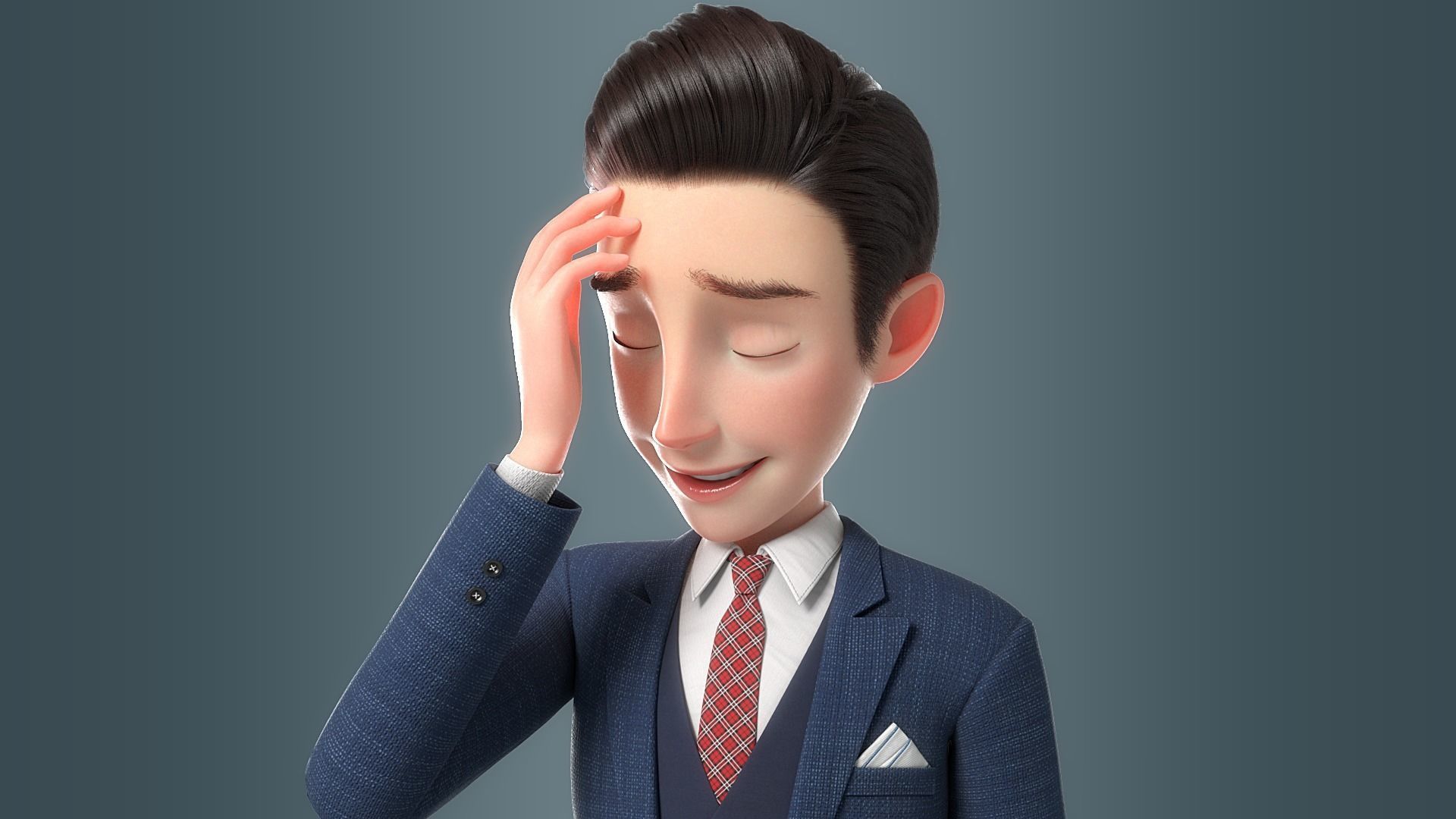 Cartoon Man Rigged 3D model_12