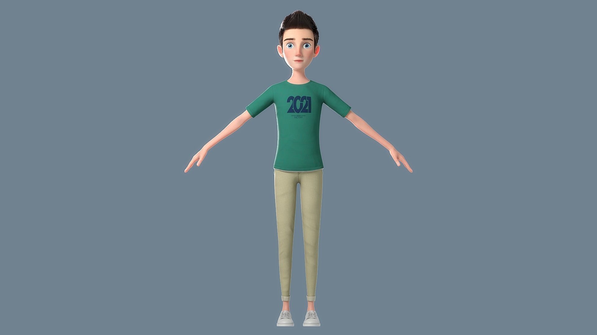 Cartoon Man Rigged 3D model_26