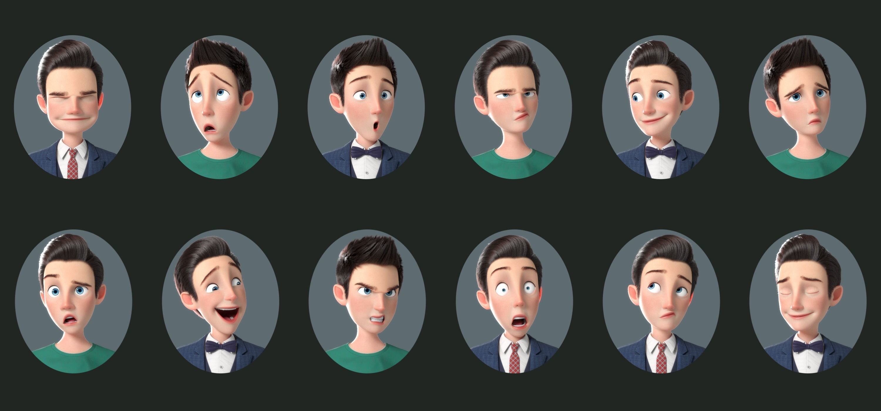 Cartoon Man Rigged 3D model_2