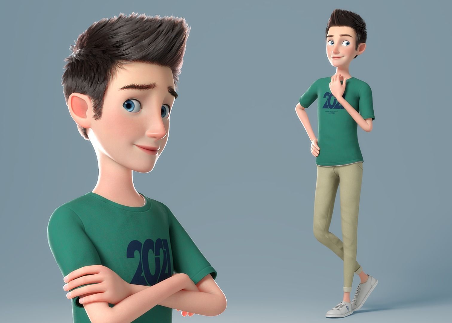 Cartoon Man Rigged 3D model_5