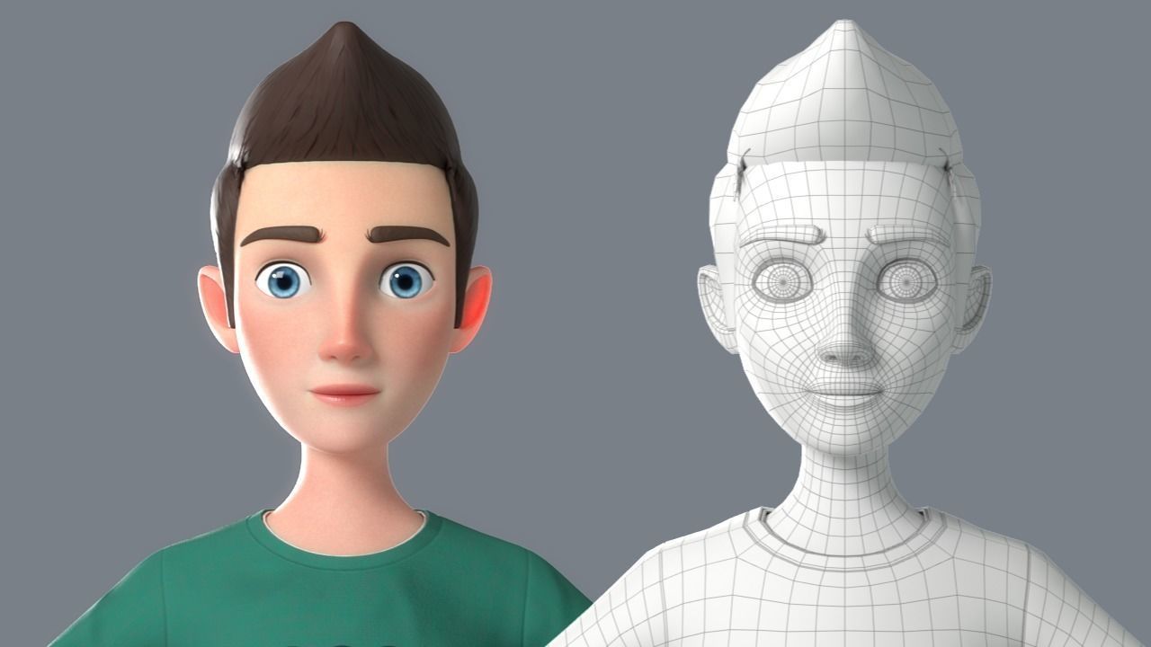 Cartoon Man Rigged 3D model_31