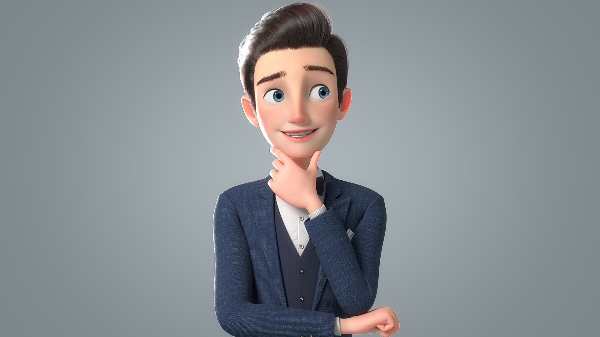 Cartoon Man Rigged 3D model_8