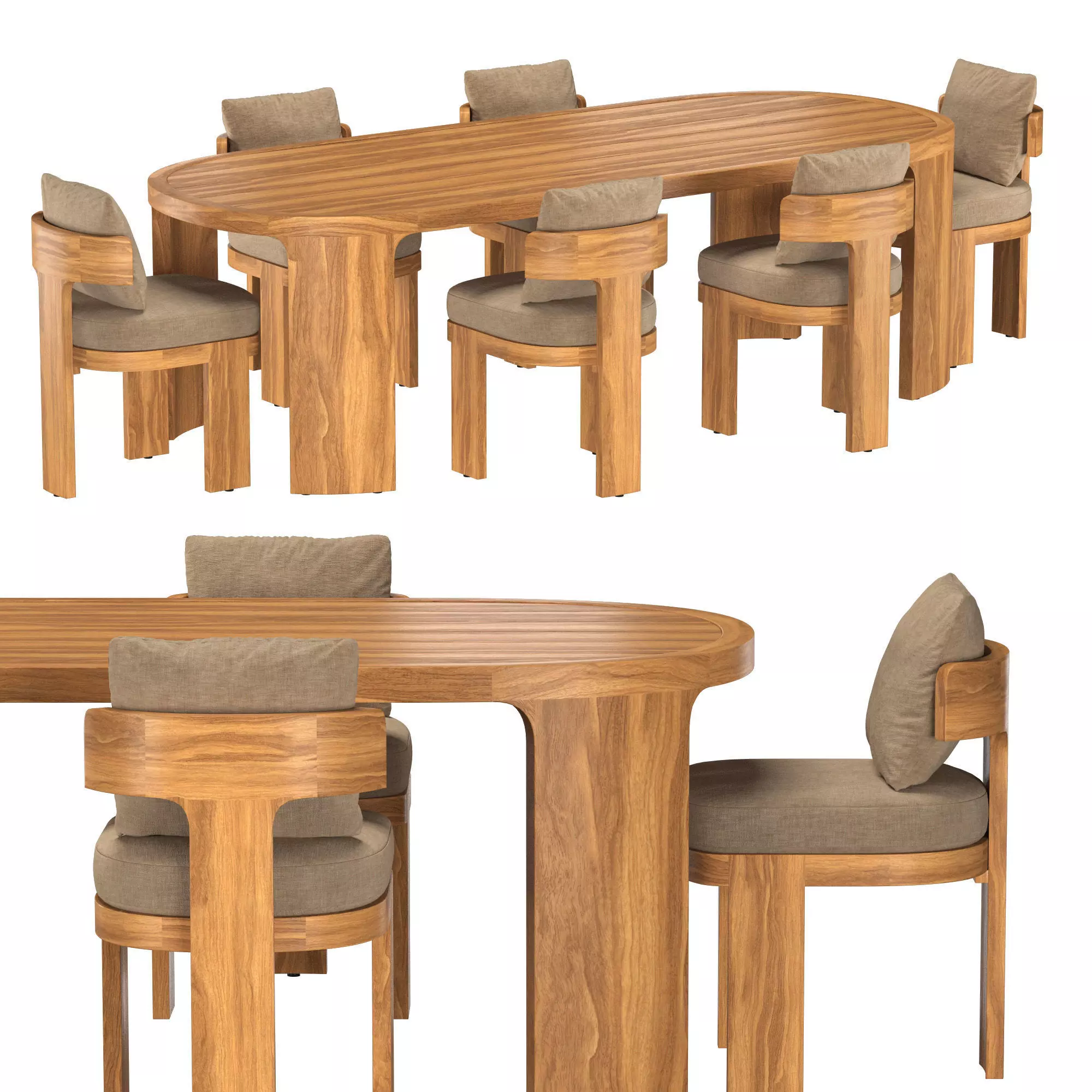 BRONTE TEAK RECTANGULAR DINING SET 3D model