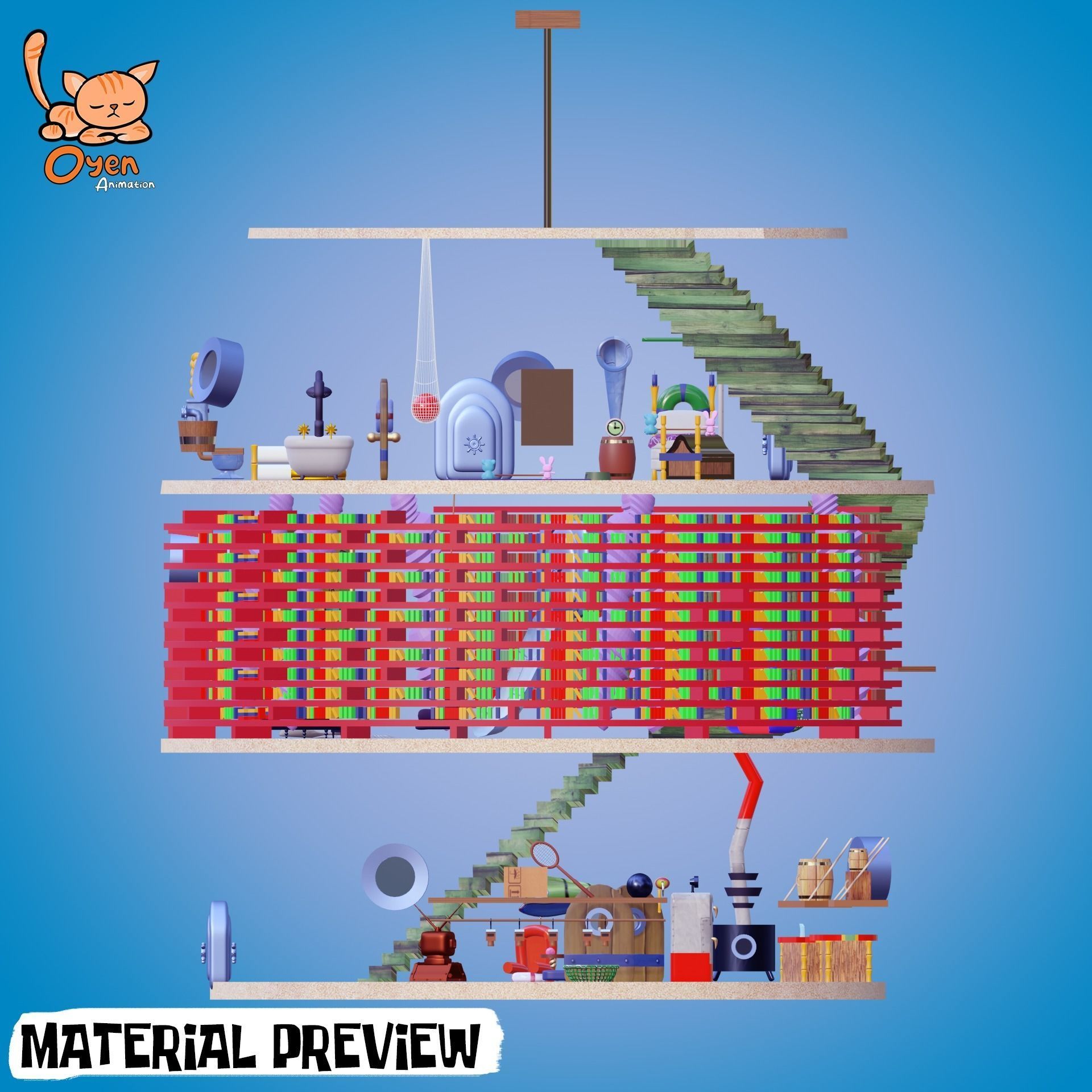 SpongeBob Pineapple House Complete with Inside 3D model_19