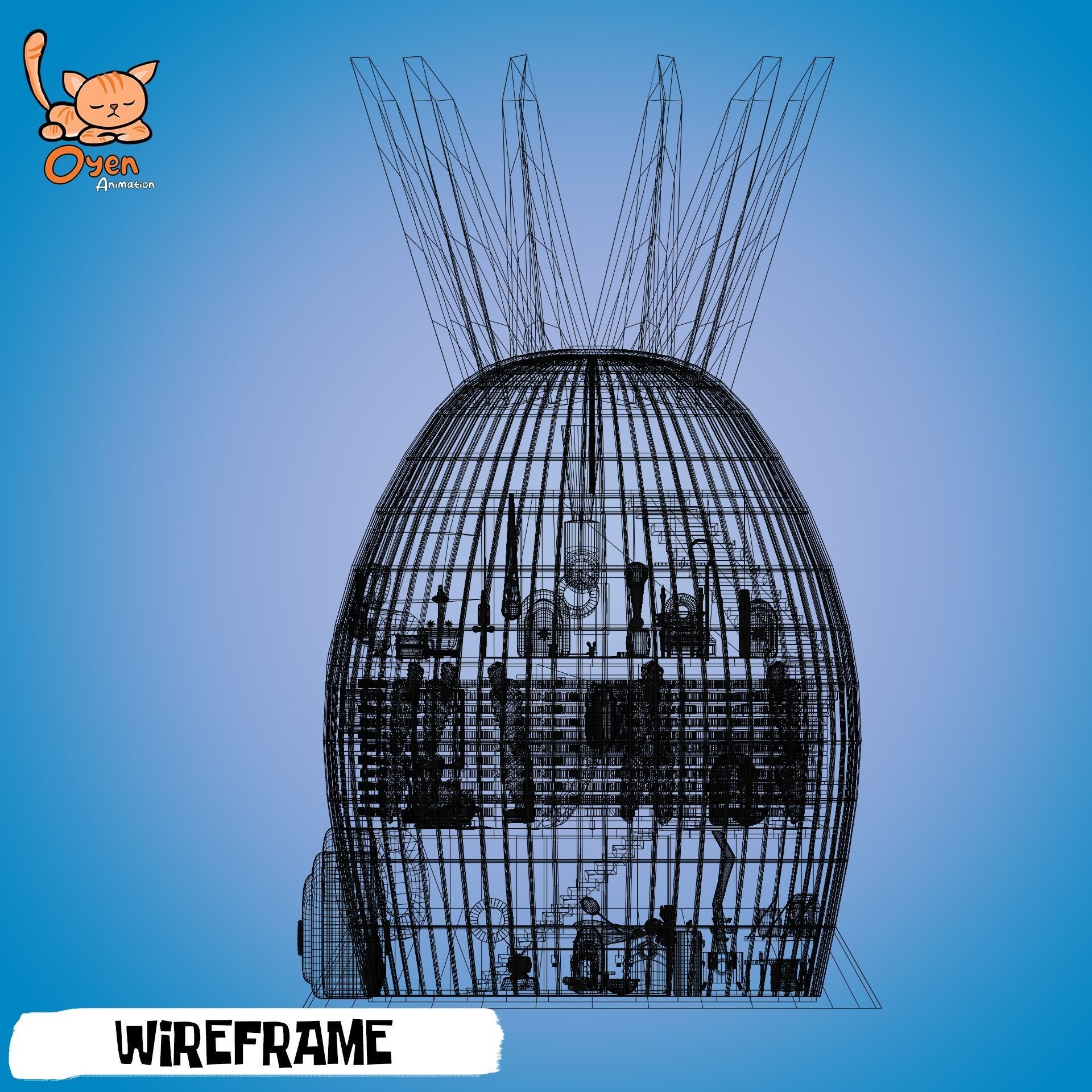 SpongeBob Pineapple House Complete with Inside 3D model_30