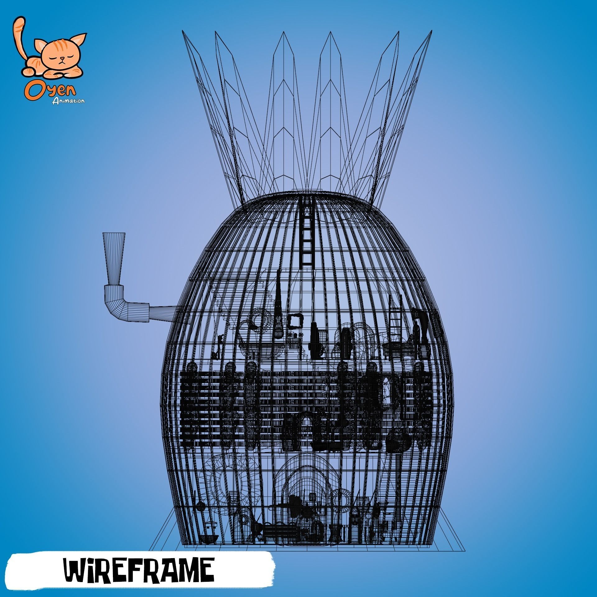 SpongeBob Pineapple House Complete with Inside 3D model_32