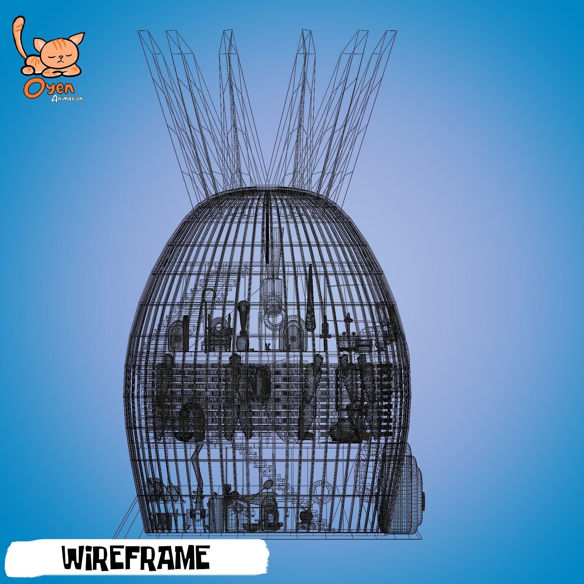 SpongeBob Pineapple House Complete with Inside 3D model_29