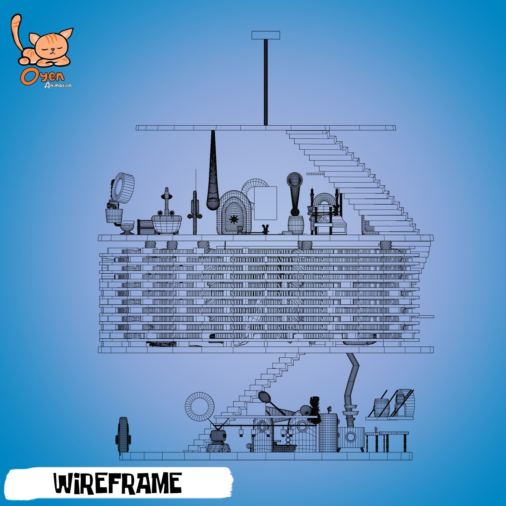 SpongeBob Pineapple House Complete with Inside 3D model_34