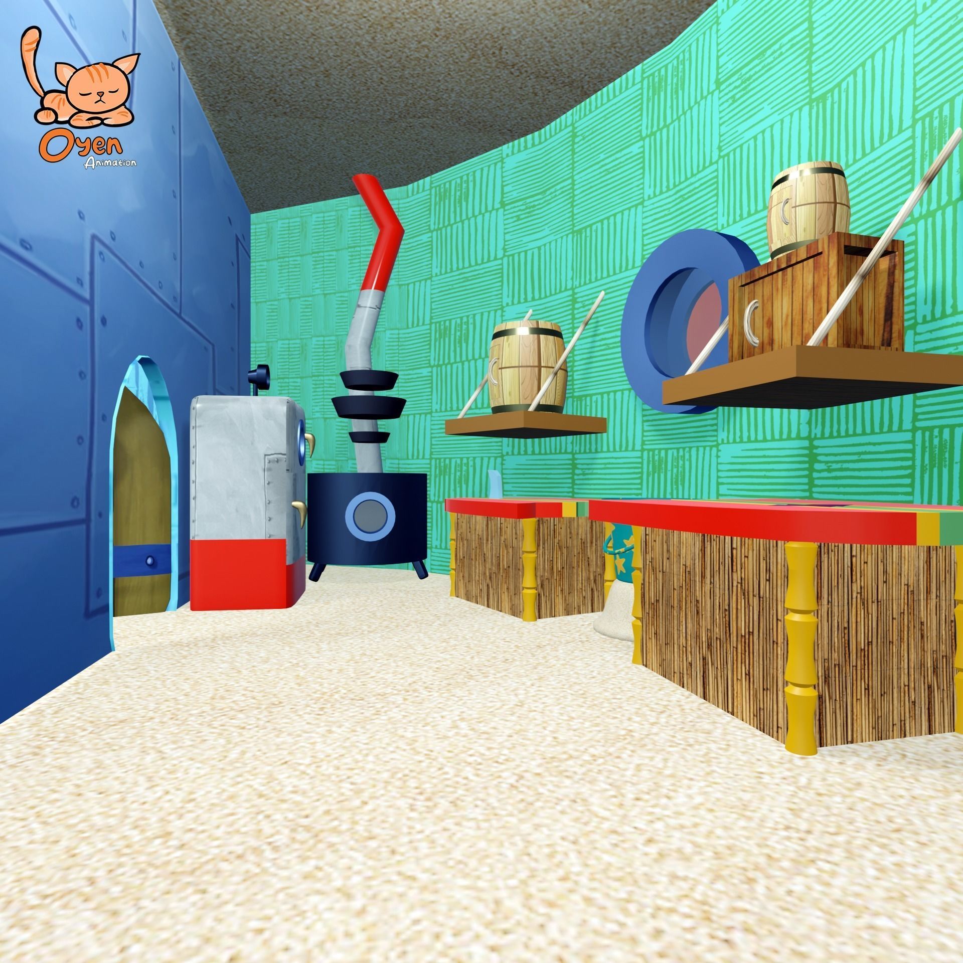 SpongeBob Pineapple House Complete with Inside 3D model_5