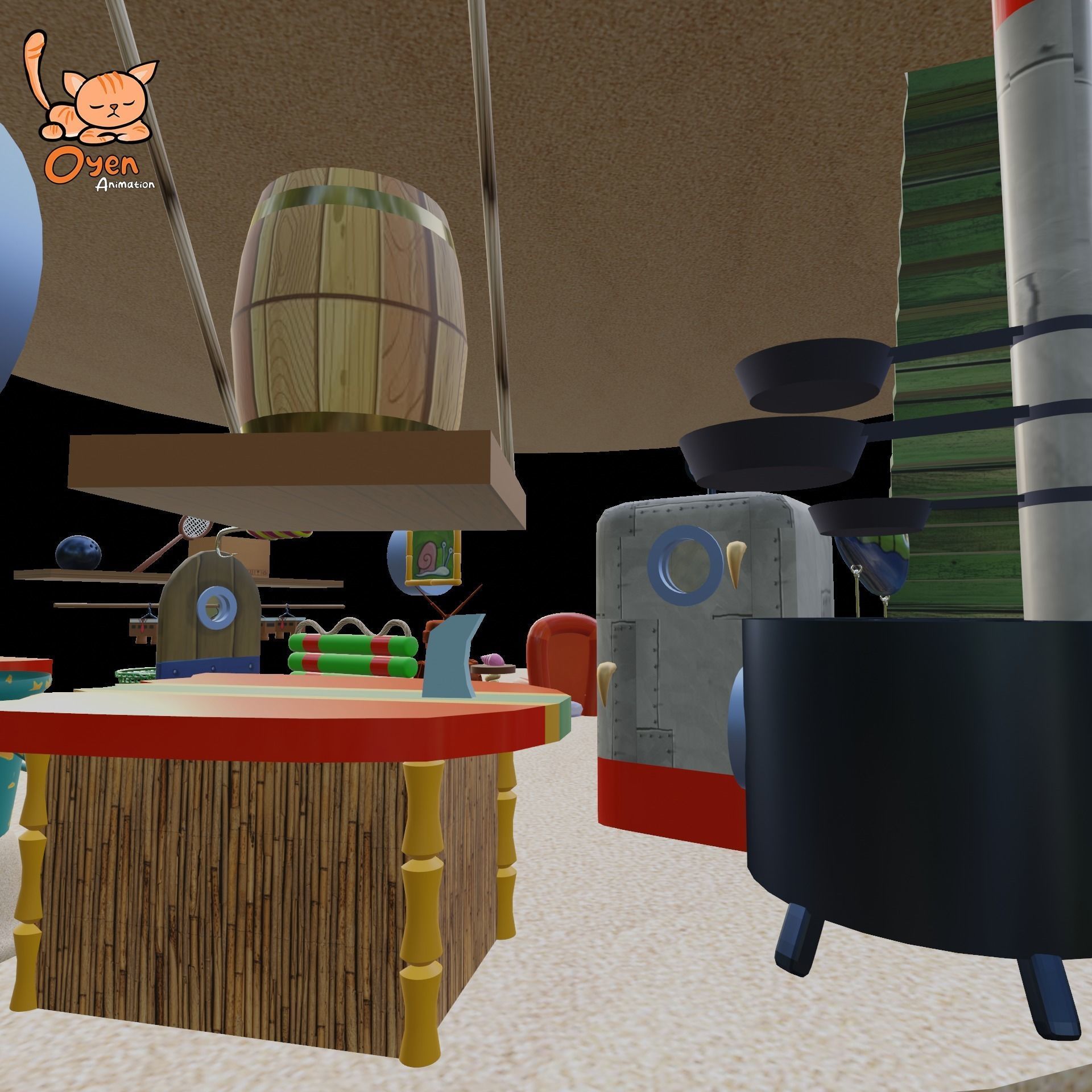 SpongeBob Pineapple House Complete with Inside 3D model_10