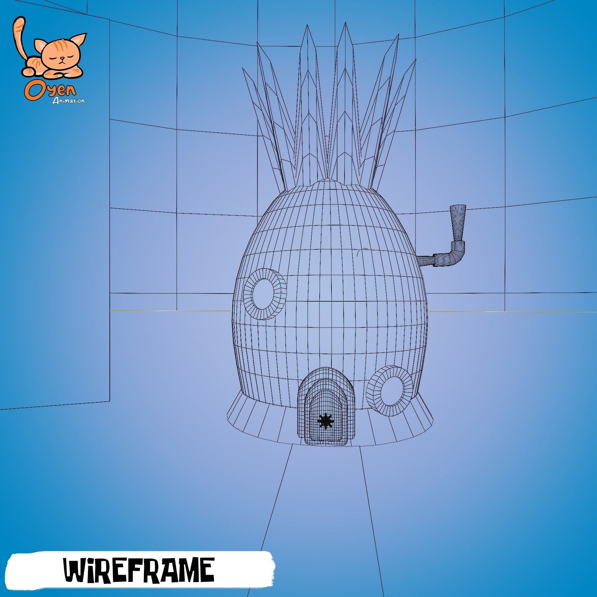 SpongeBob Pineapple House Complete with Inside 3D model_25