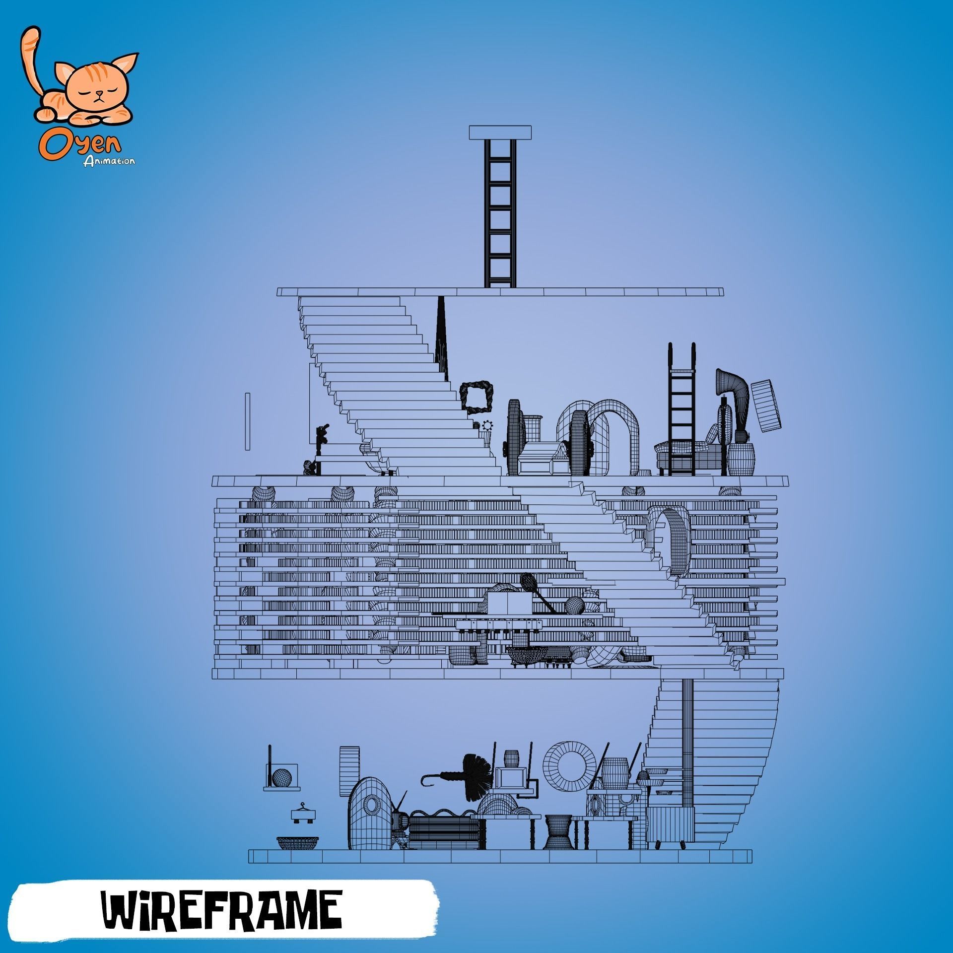 SpongeBob Pineapple House Complete with Inside 3D model_35