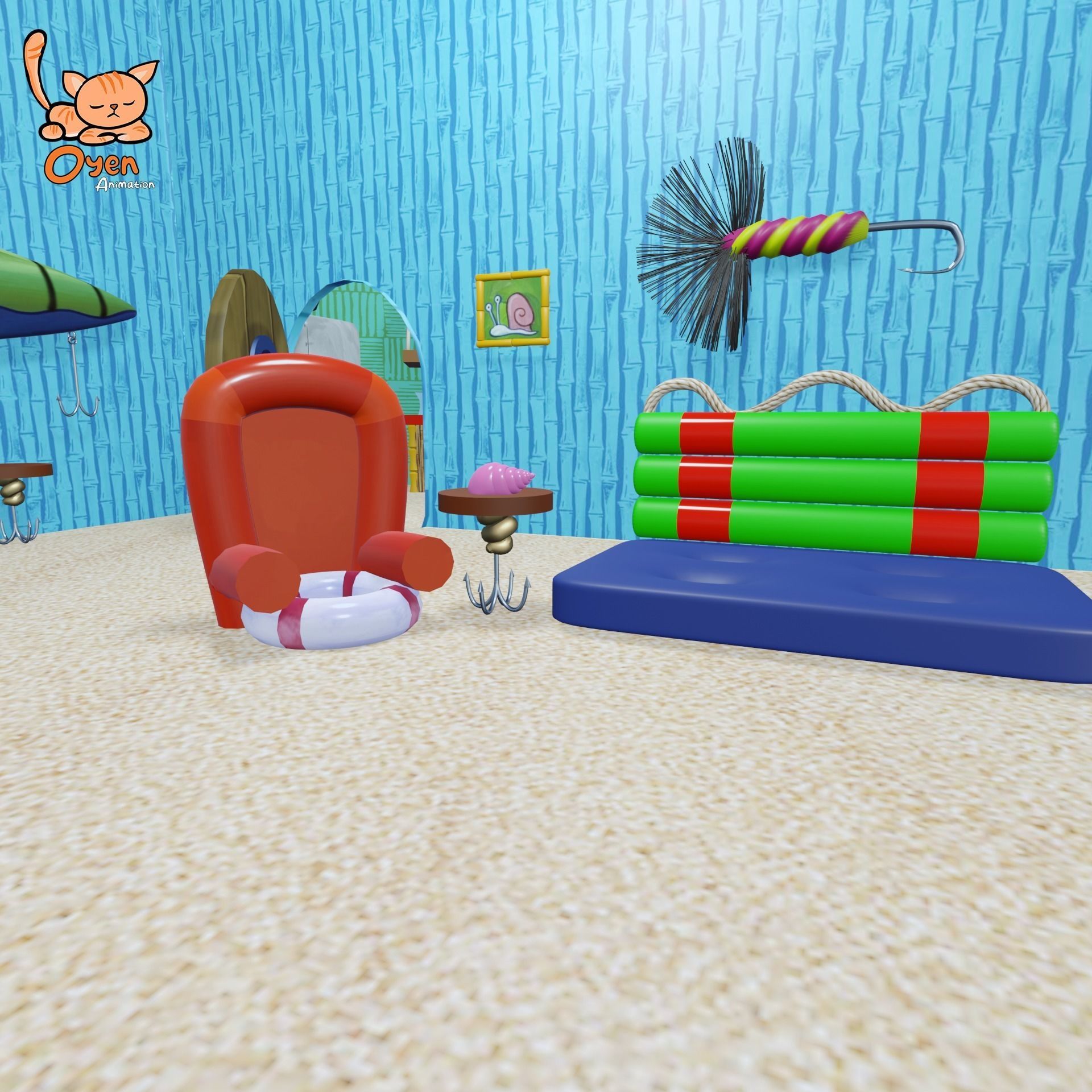 SpongeBob Pineapple House Complete with Inside 3D model_7