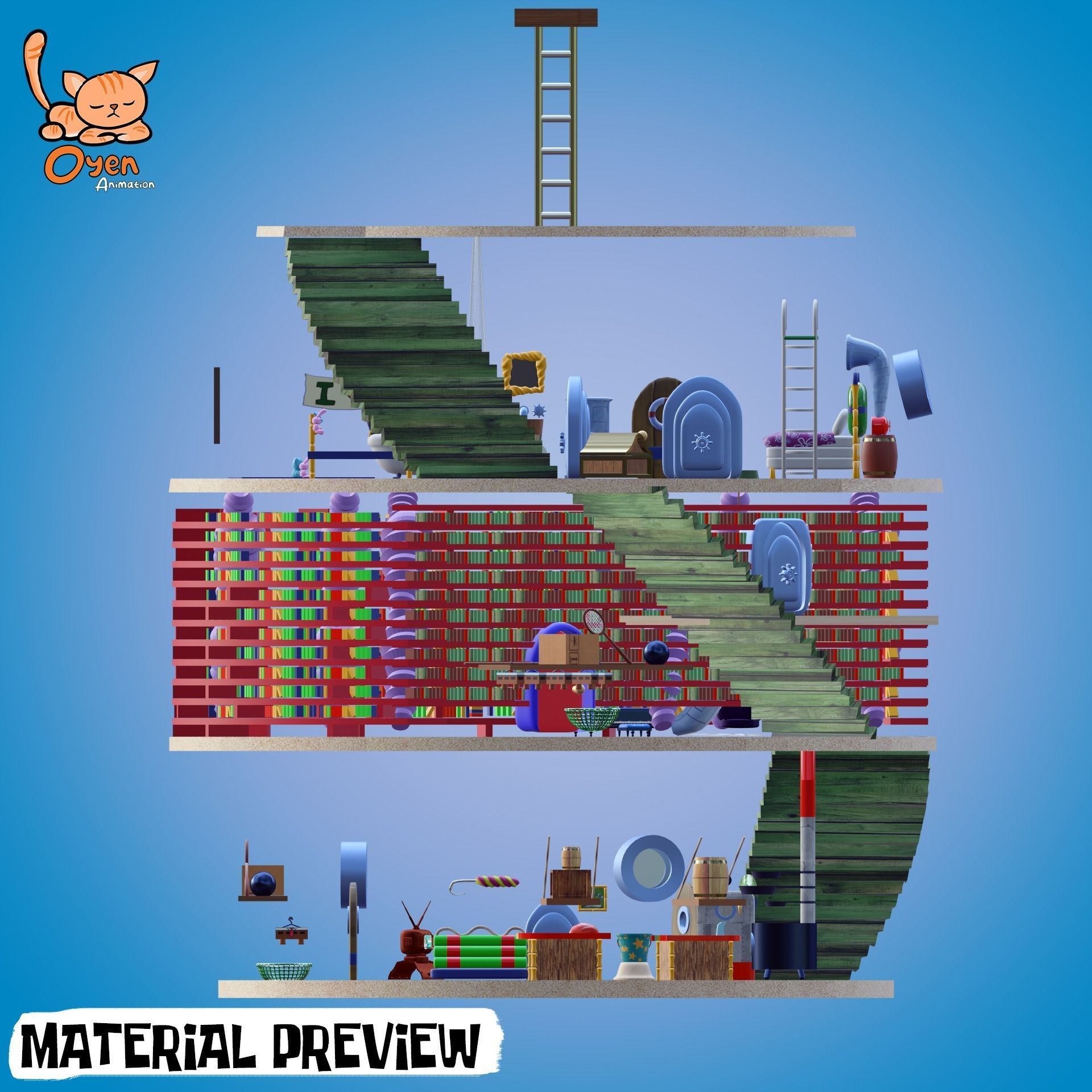 SpongeBob Pineapple House Complete with Inside 3D model_20