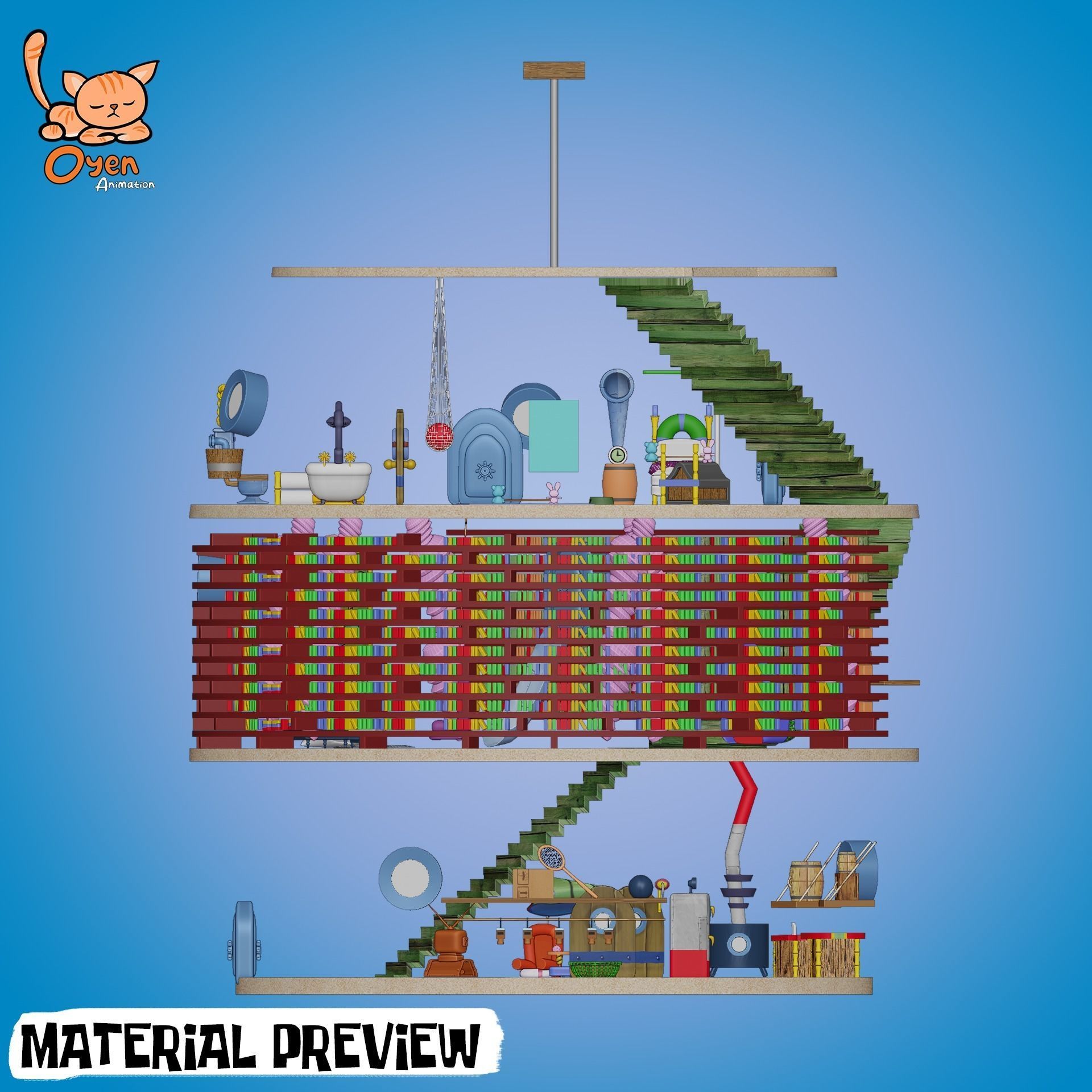 SpongeBob Pineapple House Complete with Inside 3D model_16