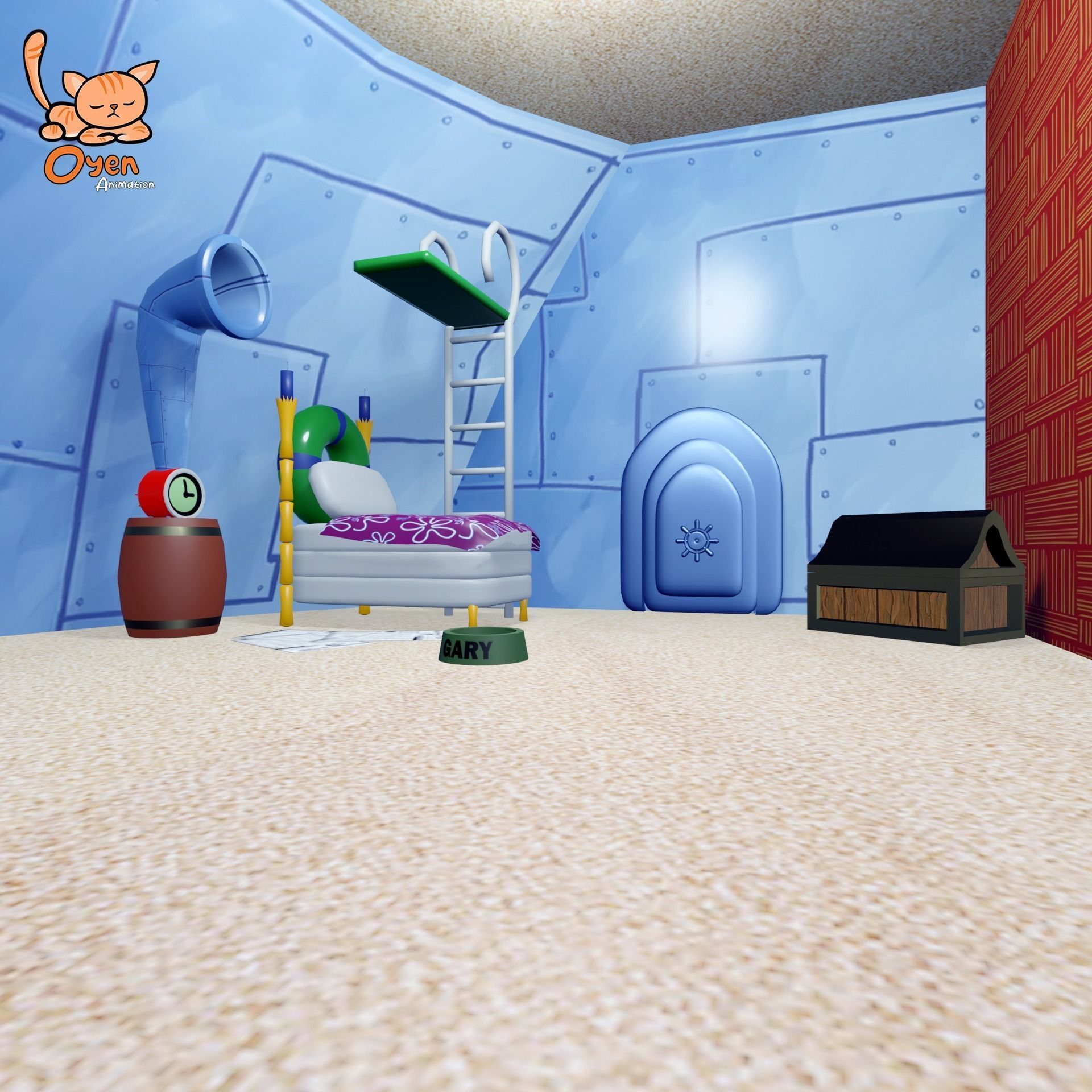 SpongeBob Pineapple House Complete with Inside 3D model_2