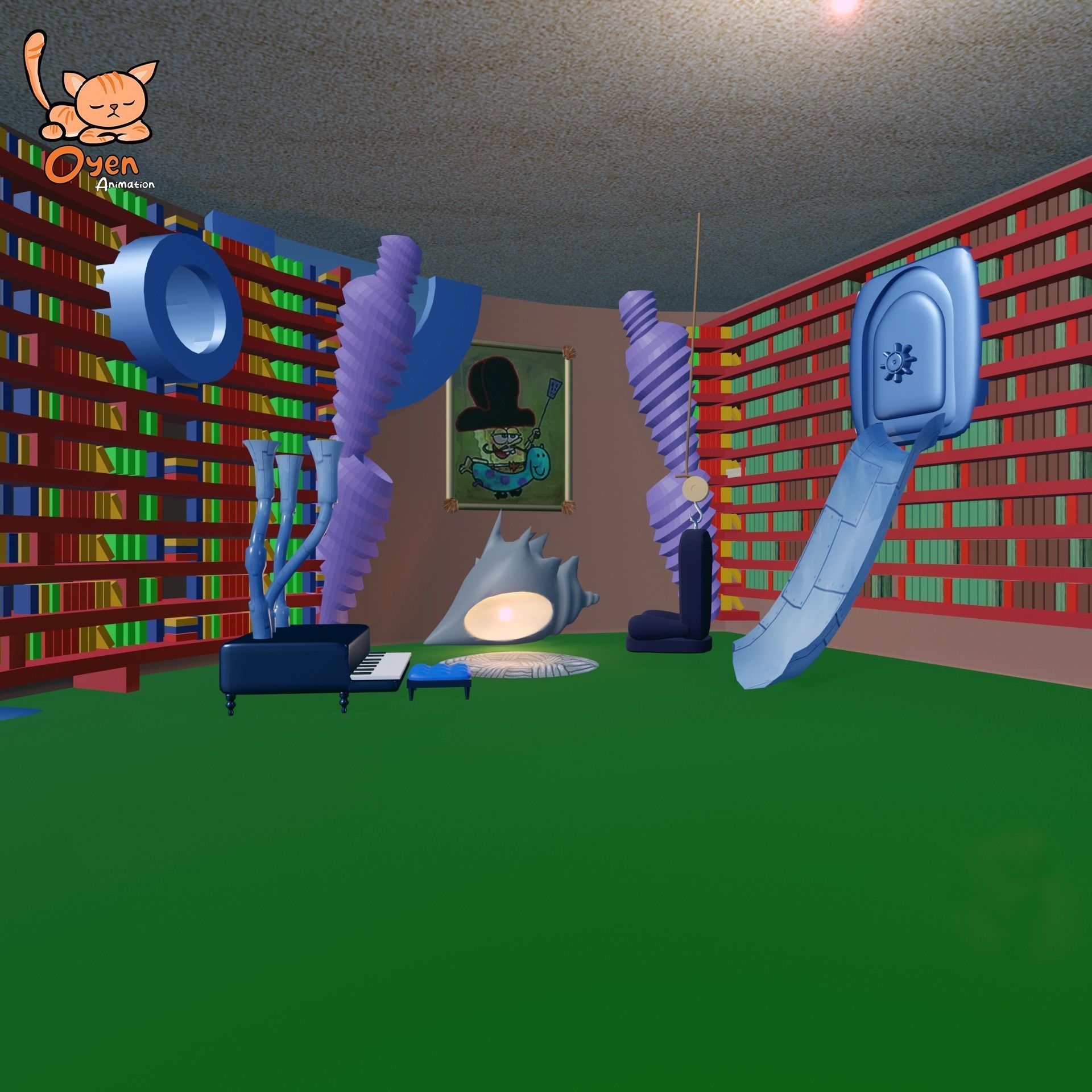 SpongeBob Pineapple House Complete with Inside 3D model_9