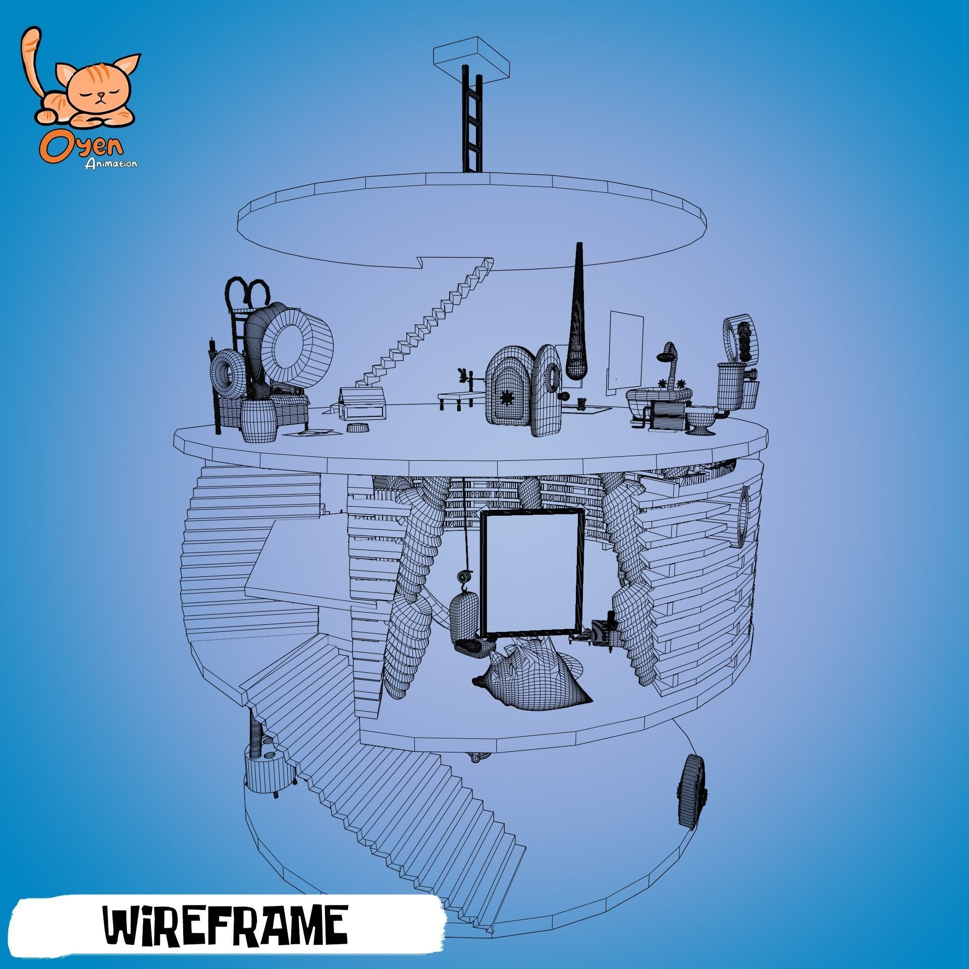 SpongeBob Pineapple House Complete with Inside 3D model_33