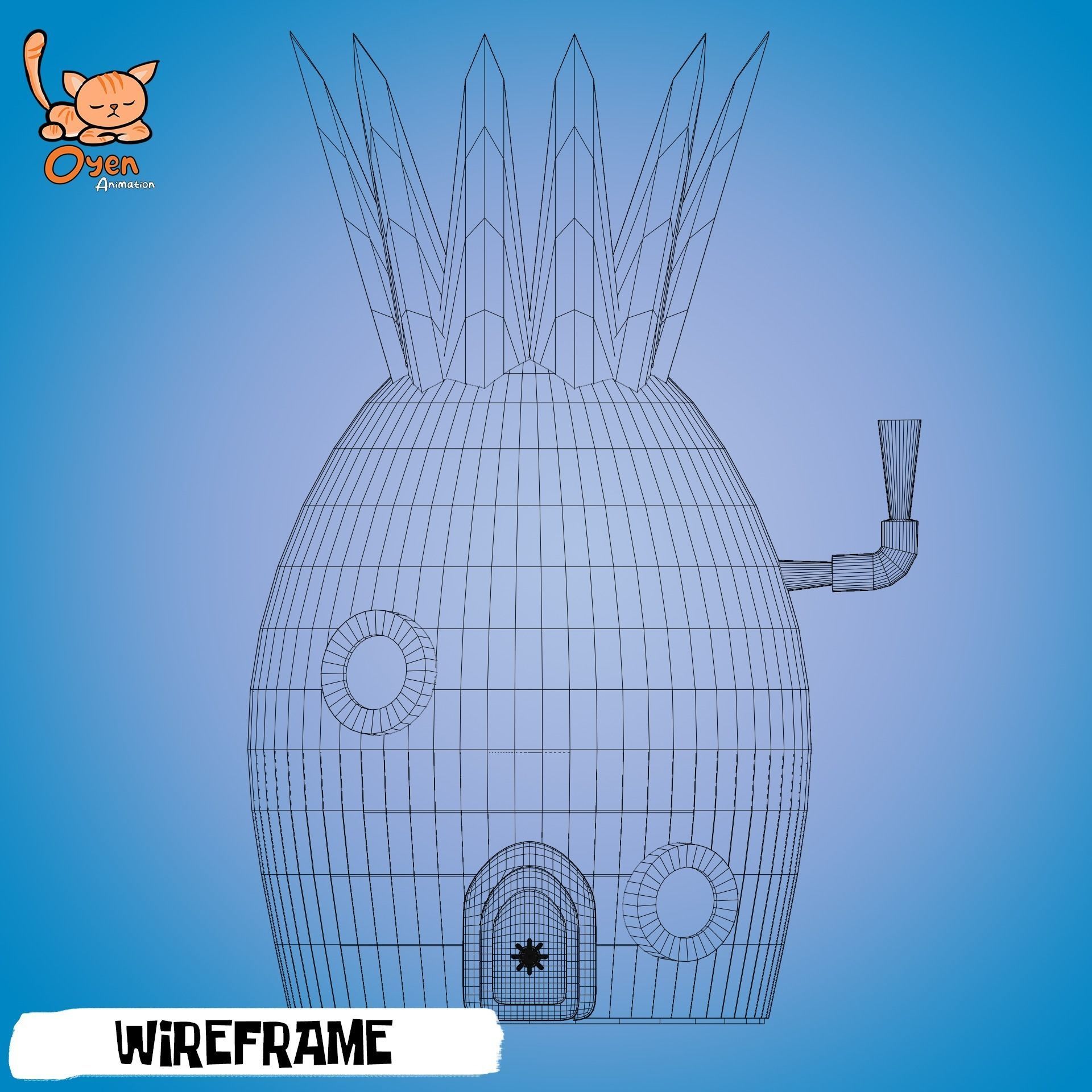 SpongeBob Pineapple House Complete with Inside 3D model_26