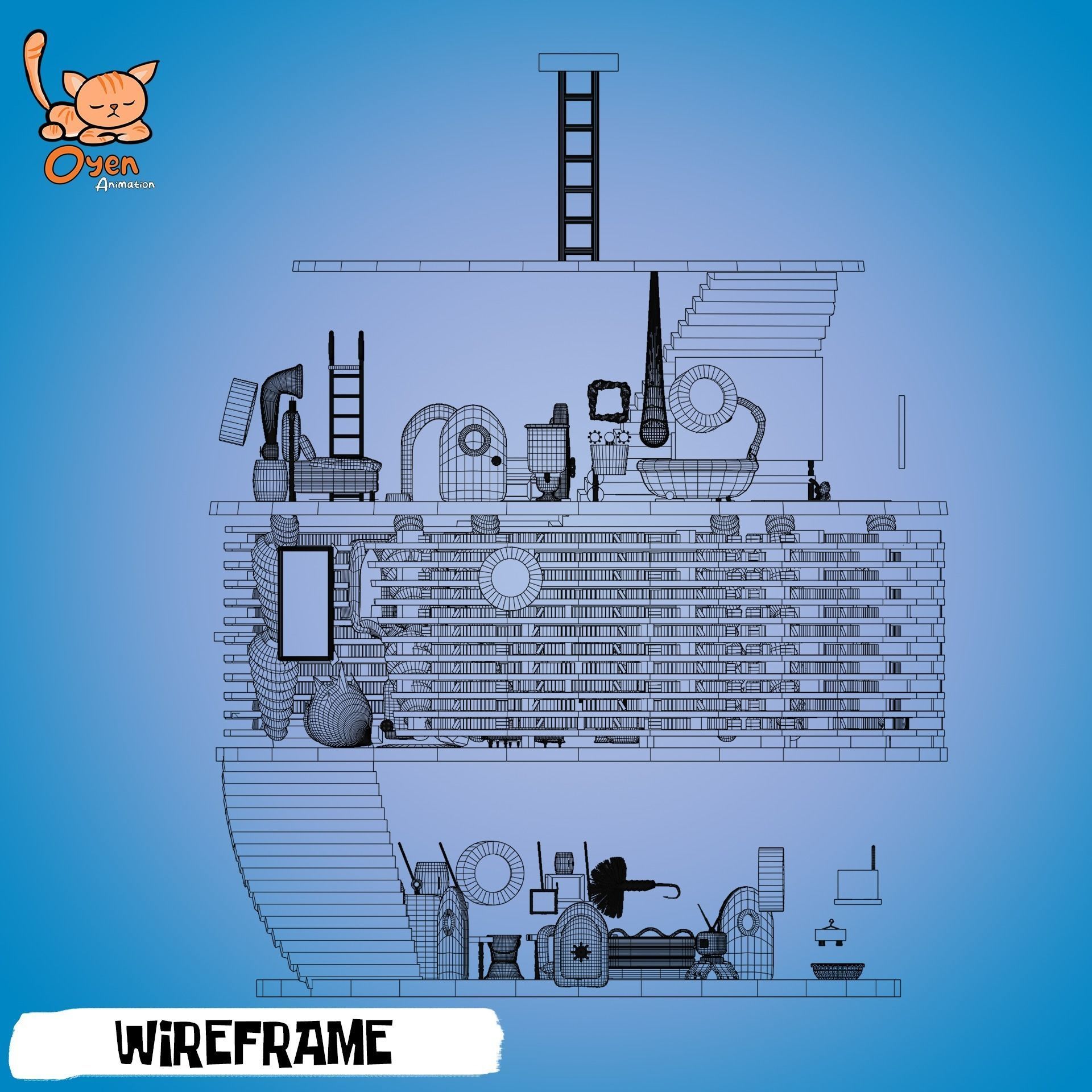 SpongeBob Pineapple House Complete with Inside 3D model_36