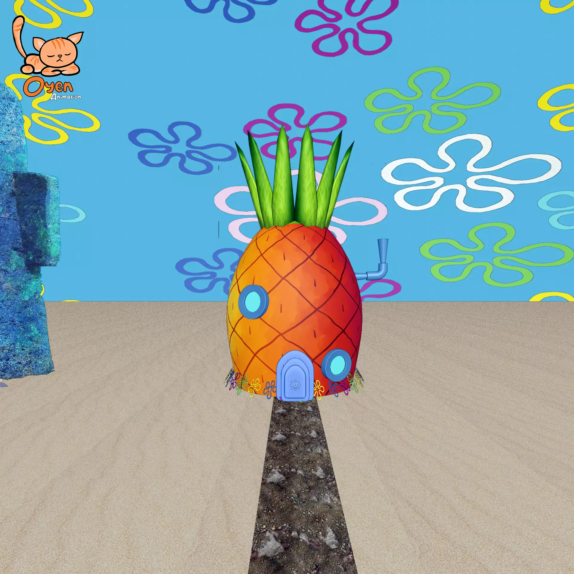 SpongeBob Pineapple House Complete with Inside 3D model_0