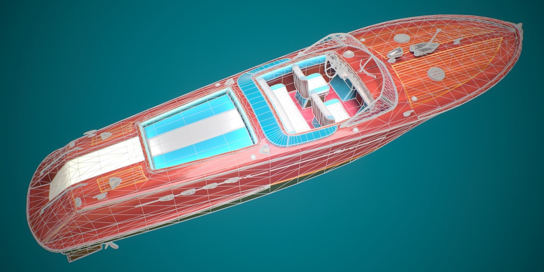 Riva Aquarama Runabout PBR Low-poly 3D model_1