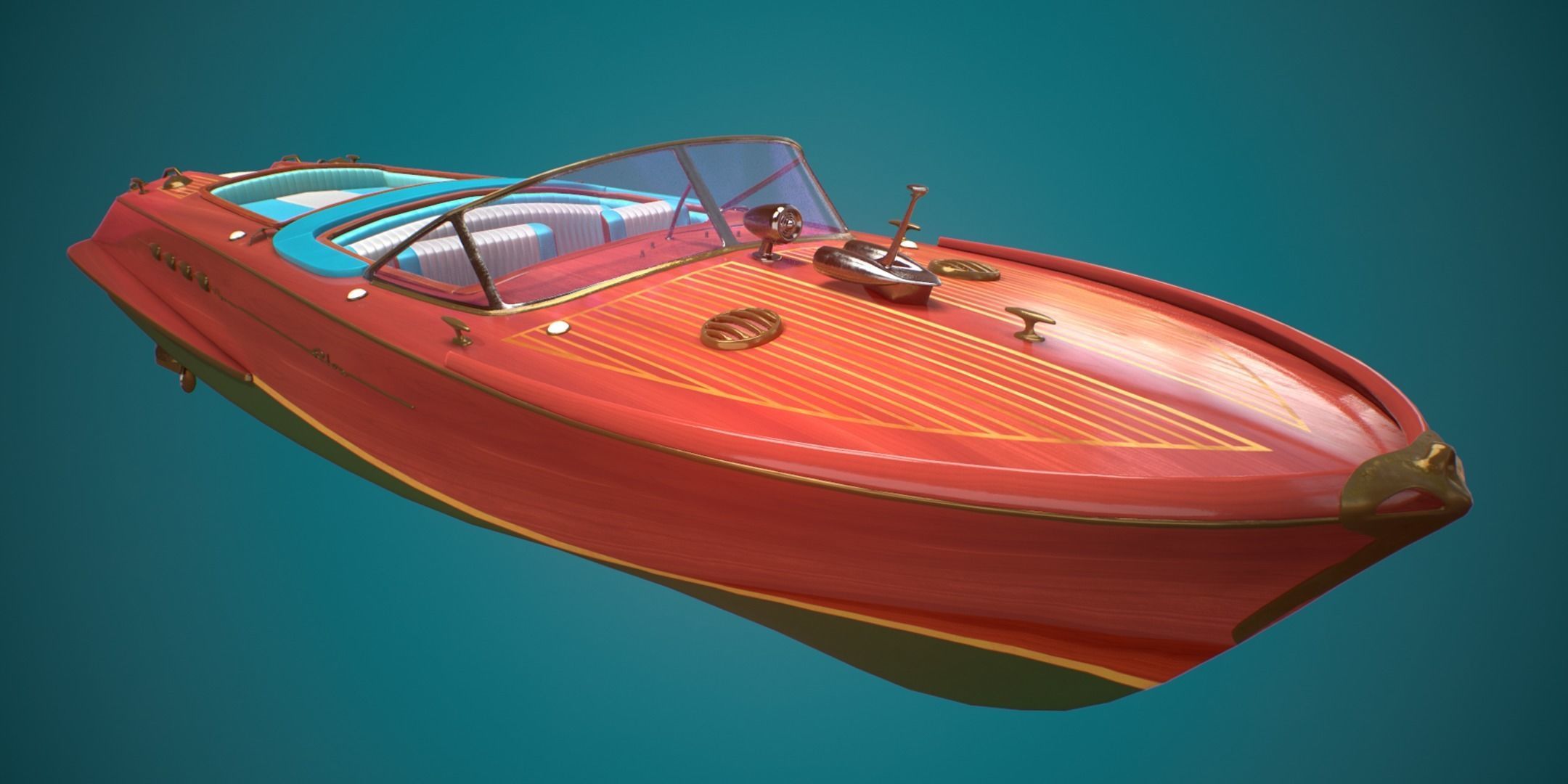 Riva Aquarama Runabout PBR Low-poly 3D model_2
