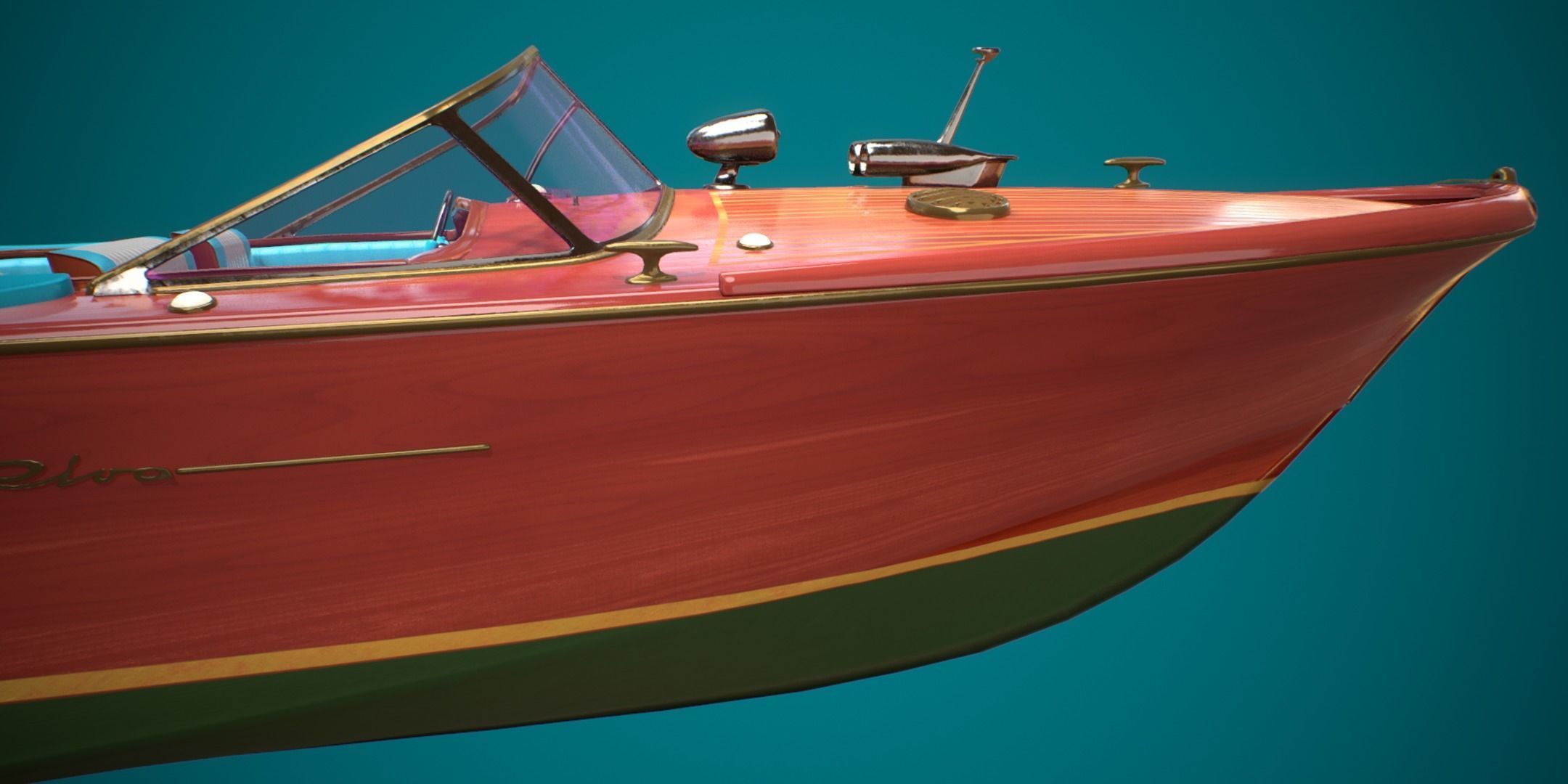 Riva Aquarama Runabout PBR Low-poly 3D model_7