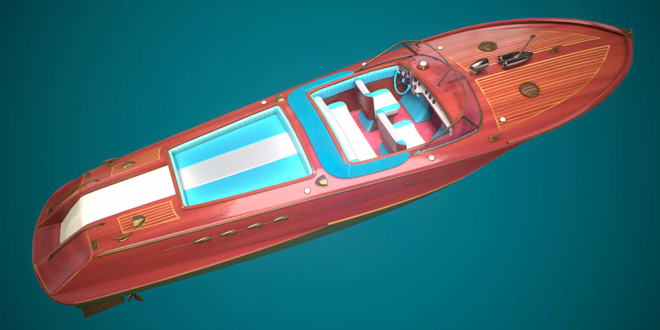 Riva Aquarama Runabout PBR Low-poly 3D model_0